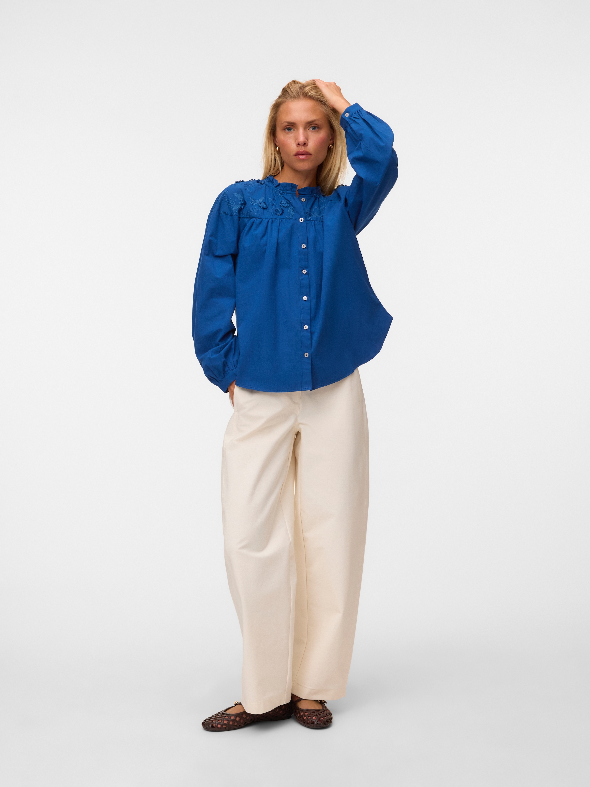 Vero Moda Blouse à manches longues »VMTUESDAY L/S DETAIL TOP WVN« Coton