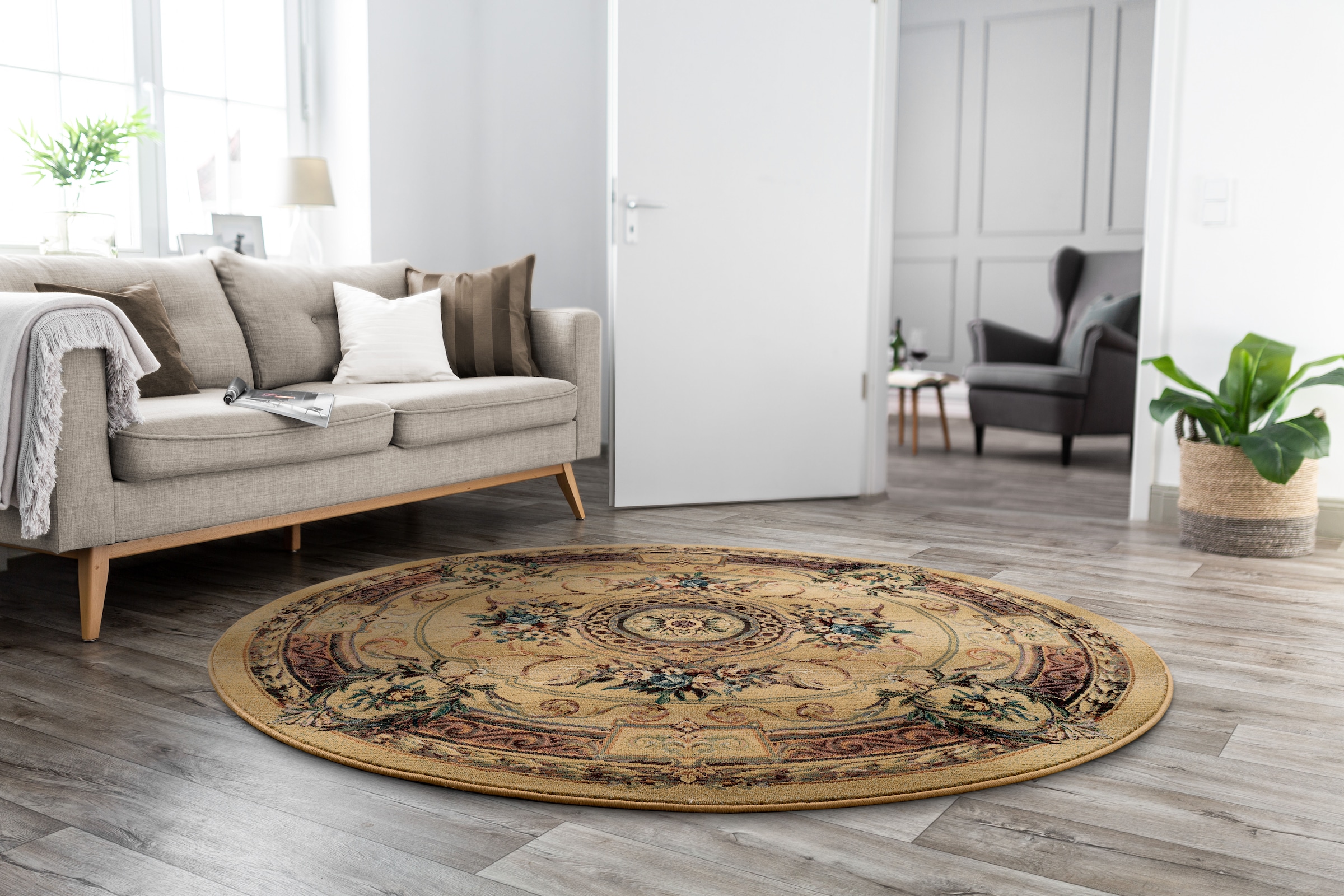 Image of THEKO Teppich "Gabiro 856" rund 10 mm Höhe Kurzflor, Orient-Optik, ideal im Wohnzimmer & Schlafzimmer