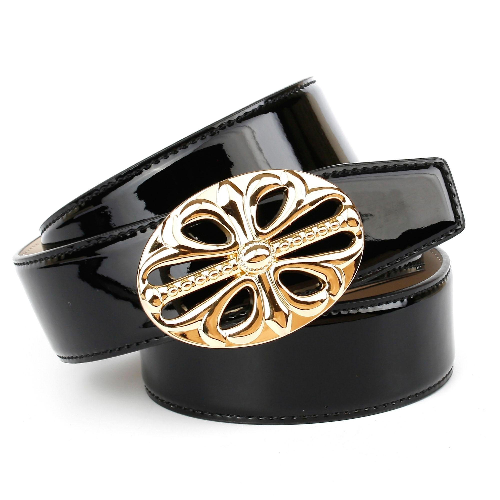 Image of Anthoni Crown Ledergürtel, Lackledergürtel mit Unterführung, abgesteppte Ränder bei Ackermann Versand Schweiz