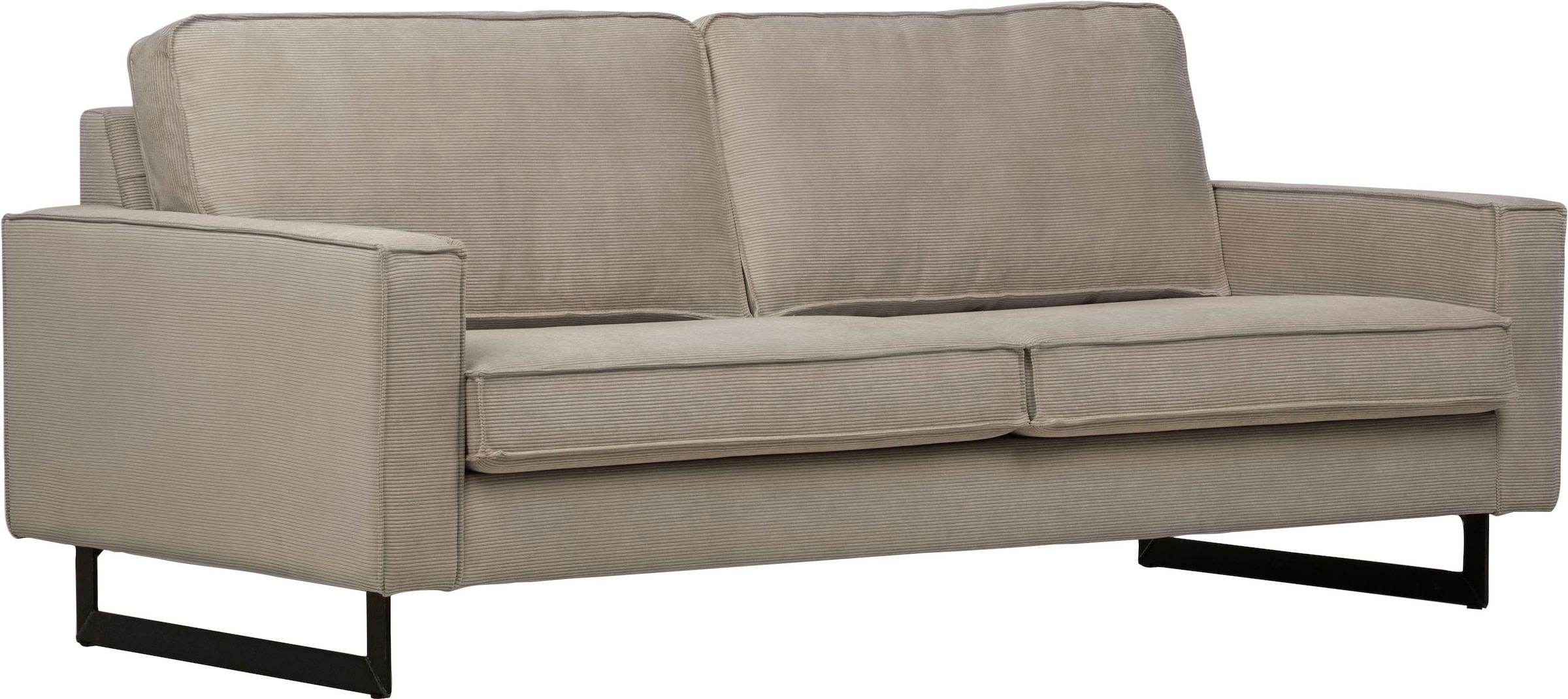 Home affaire 2-places »Pinto, 166 cm, Cord, Chenille, Lederoptik« mit Keder, schwarze Metallfüsse, Wellenunterfederung