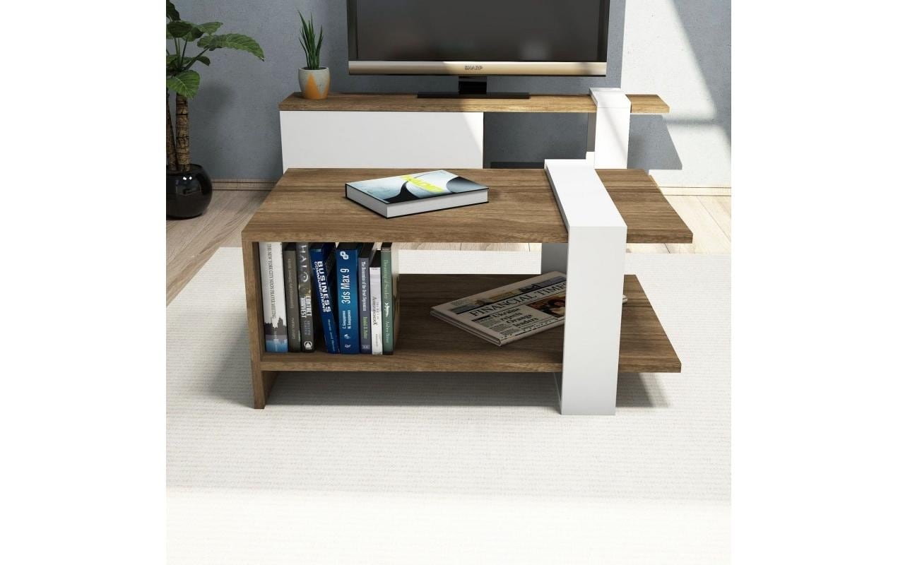 Beistelltisch »Woody Fashion Gaye 80 x 35 x 50 cm, Braun/Weiss«