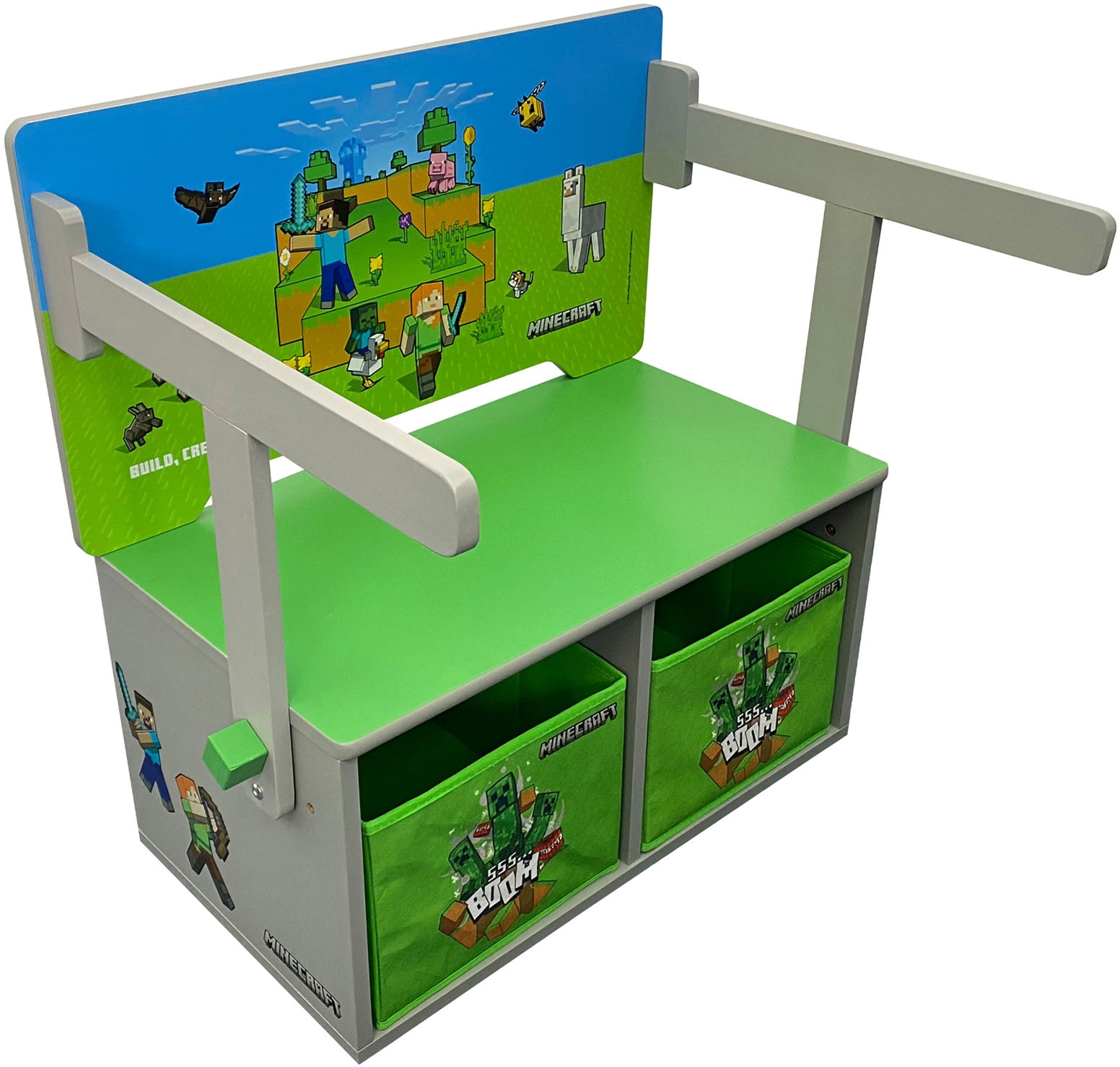 Image of Phoenix Sitzbank "Minecraft Spielbank" 3 Stk. tlg. umklappbar zu einer Spielebank mit Tisch