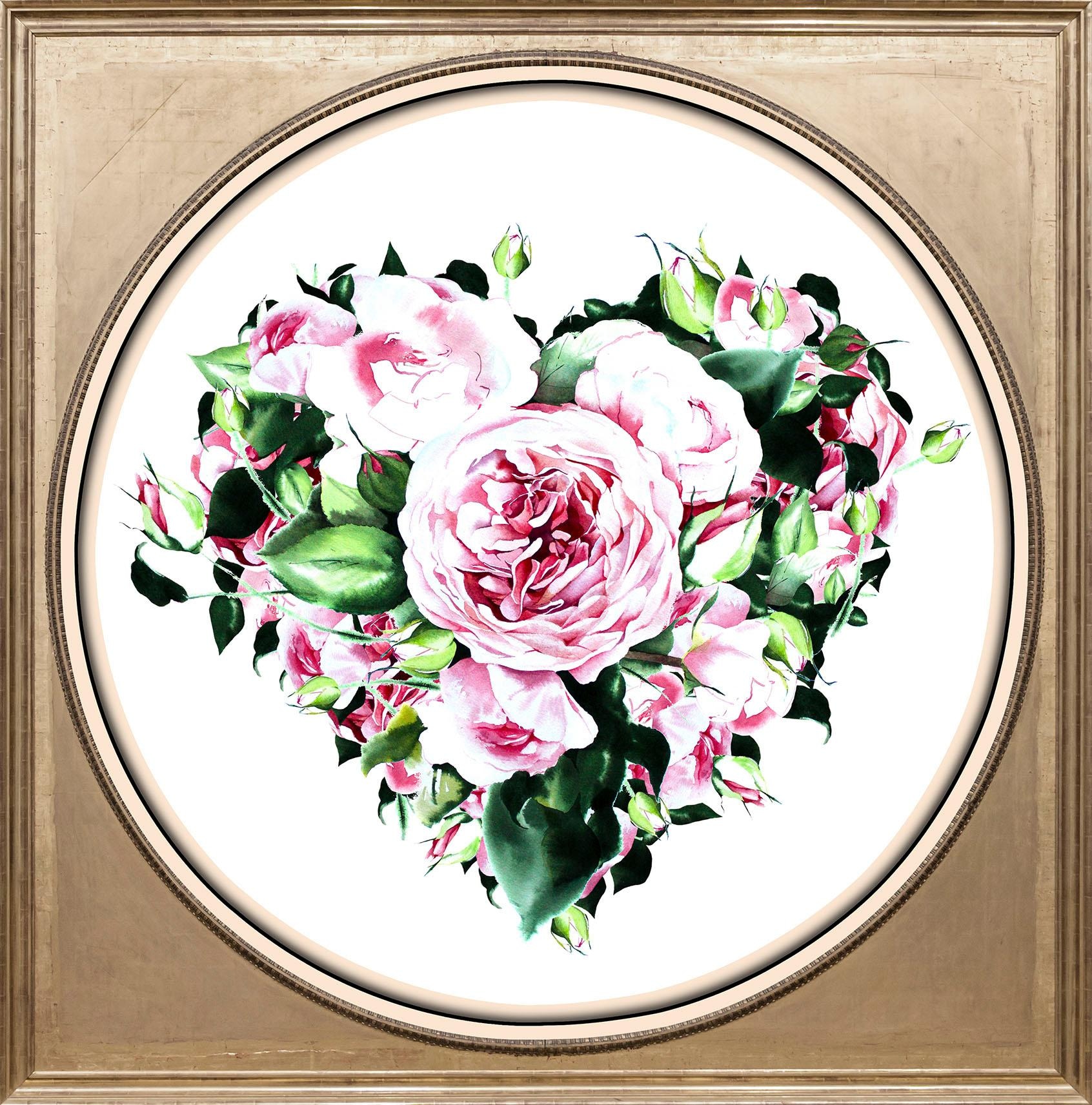 Image of queence Acrylglasbild "Herz aus Blüten" Blumen Blumenbilder Gemälde Herz Herzbilder Kunst Pflanzen Pflanzenbilder Fine Art-Print in Galeriequalität