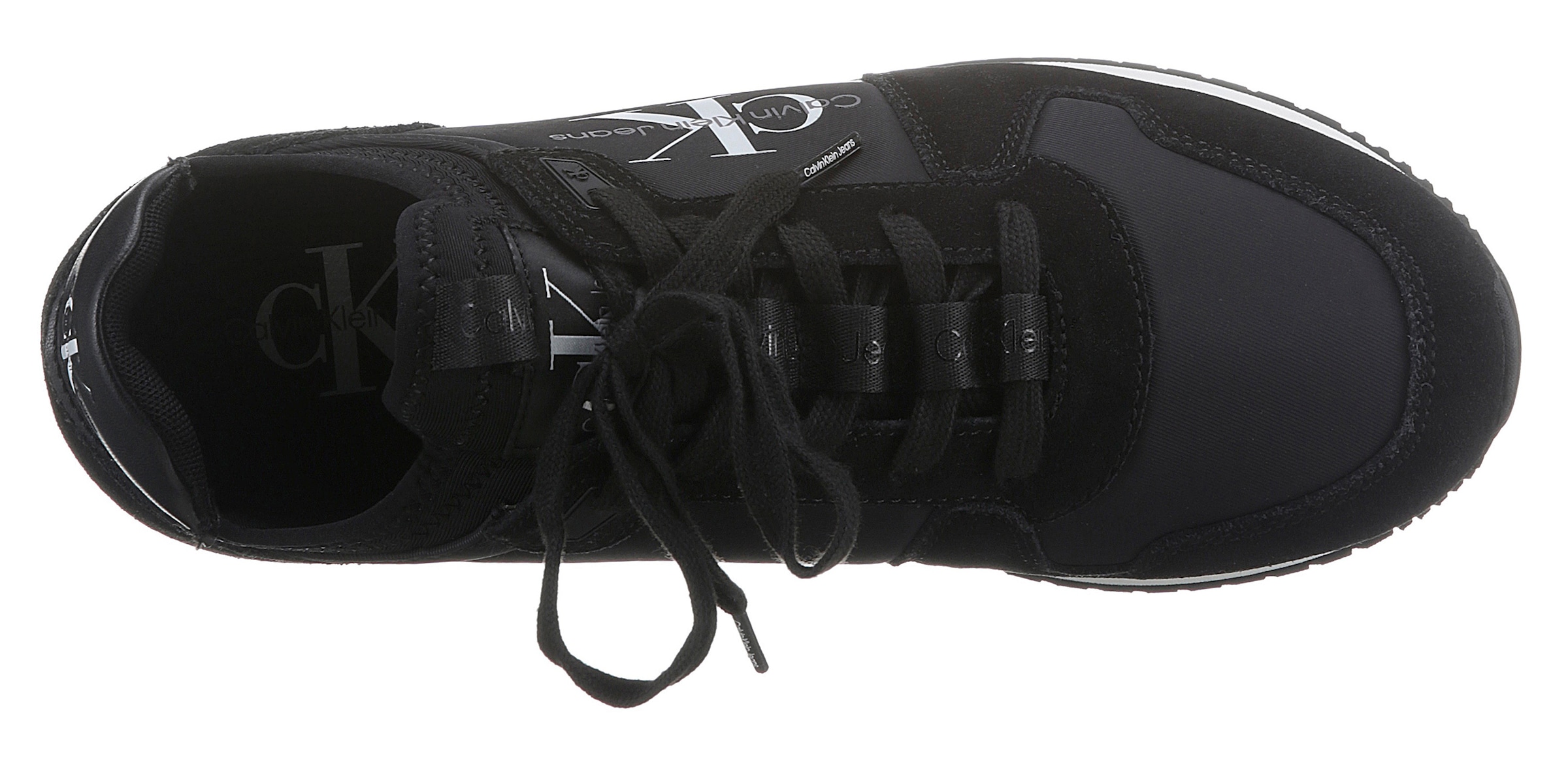 Calvin Klein Jeans Slip-On Sneaker »RUNNER SOCK LACEUP NY-LTH WN«, Sock Sneaker, Runner Sneaker, Slipper mit aufgesetzer Schnürung