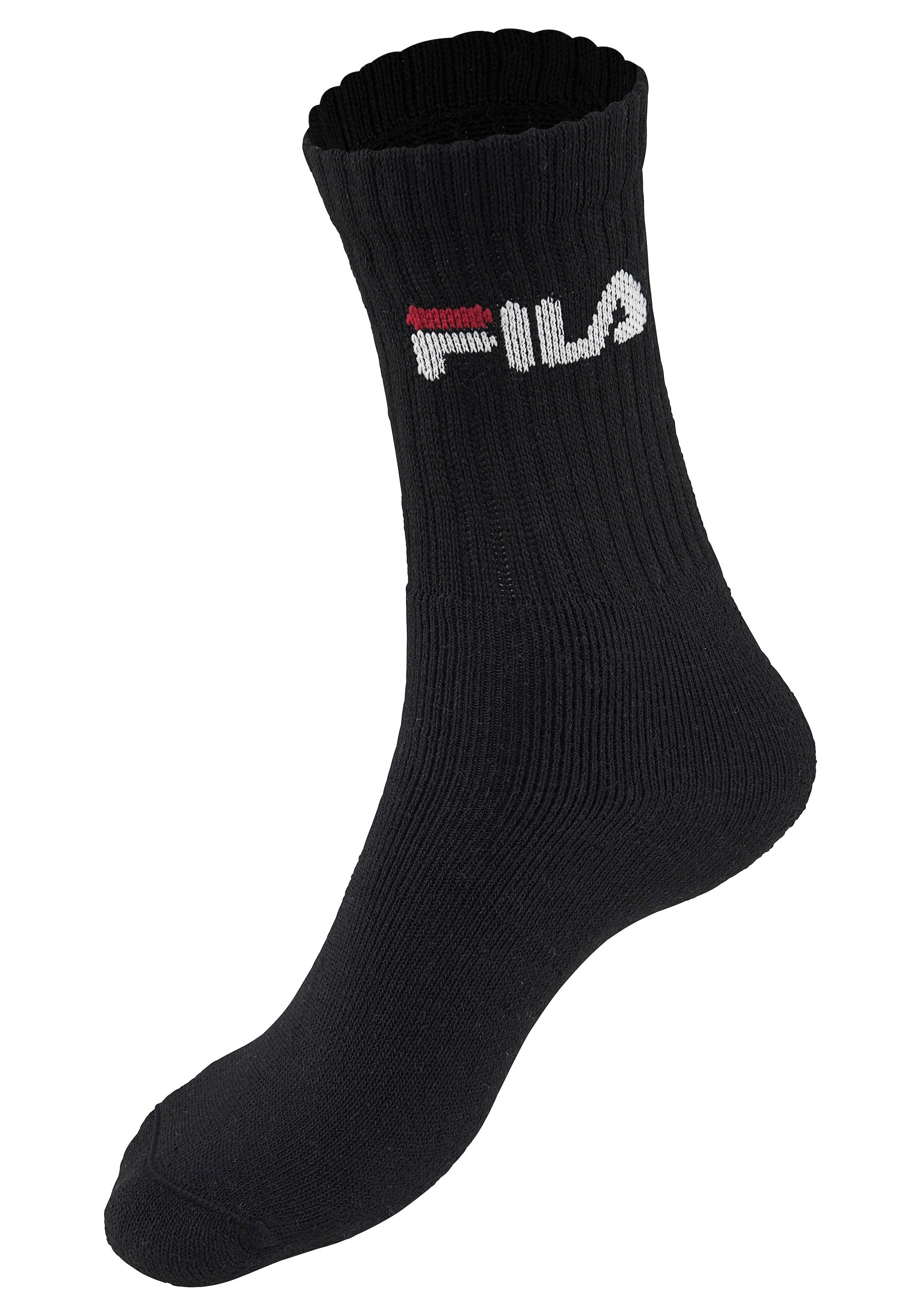 Fila Tennissocken »UNISEX CREW TENNIS FULL TERRY SOCKS«, (6 Paar), Sportsocken, flache Zehennaht