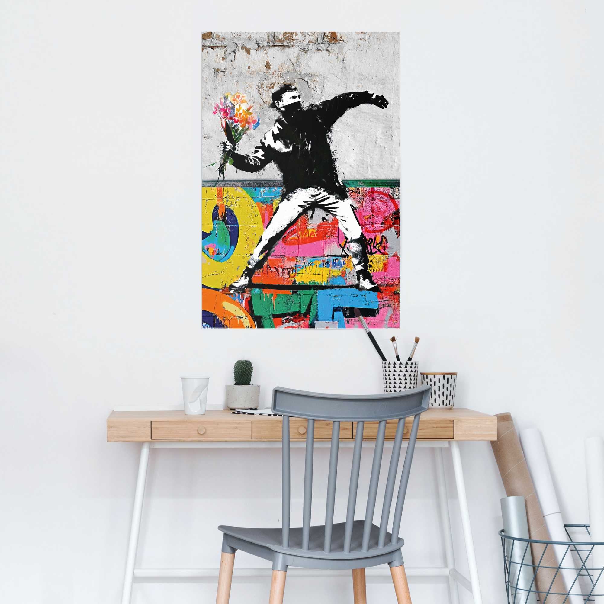 Image of Reinders Poster "Graffiti-Blumenwerfer" 1 Stk. tlg. Teenager Zimmer - Mehrfarbig - Bilderdruckpapier StreetArt - 61x91,5cm
