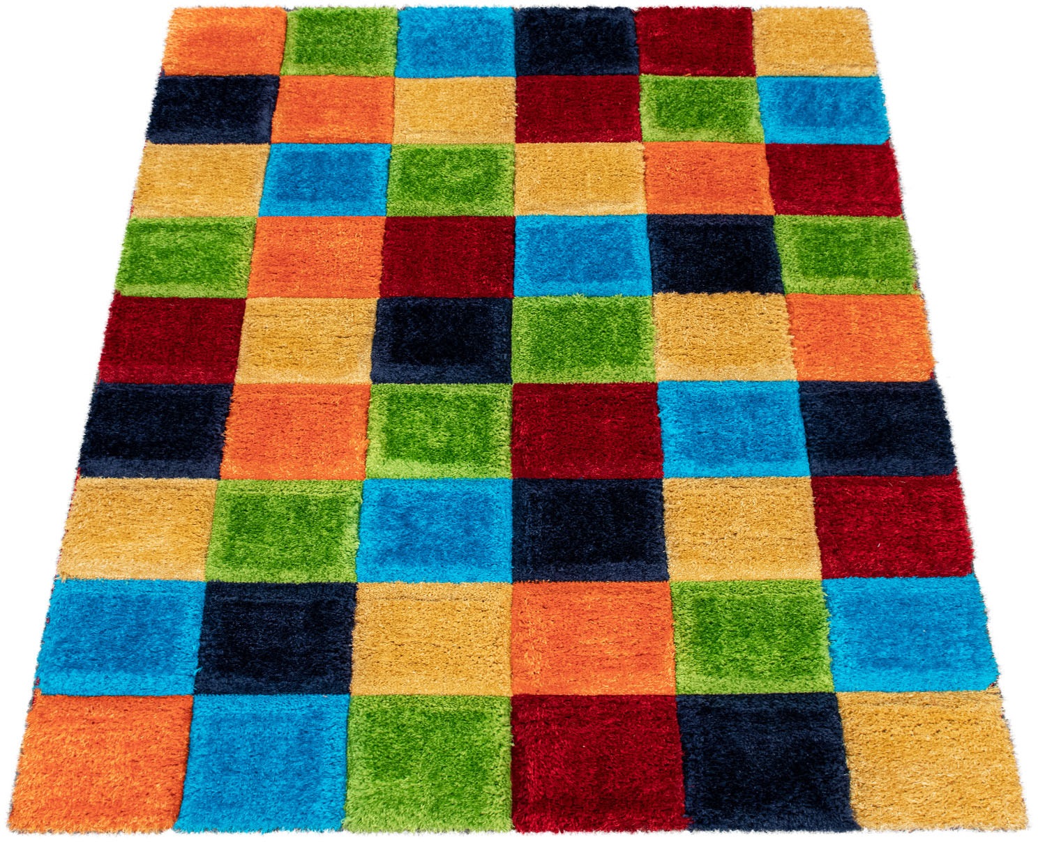 Image of Paco Home Hochflor-Teppich »Lobos 532«, rechteckig, 40 mm Höhe, modernes kariertes Design, intensive Farben, flauschig weicher Flor, ideal im Wohnzimmer, Kinderzimmer und Schlafzimmer bei Ackermann Versand Schweiz