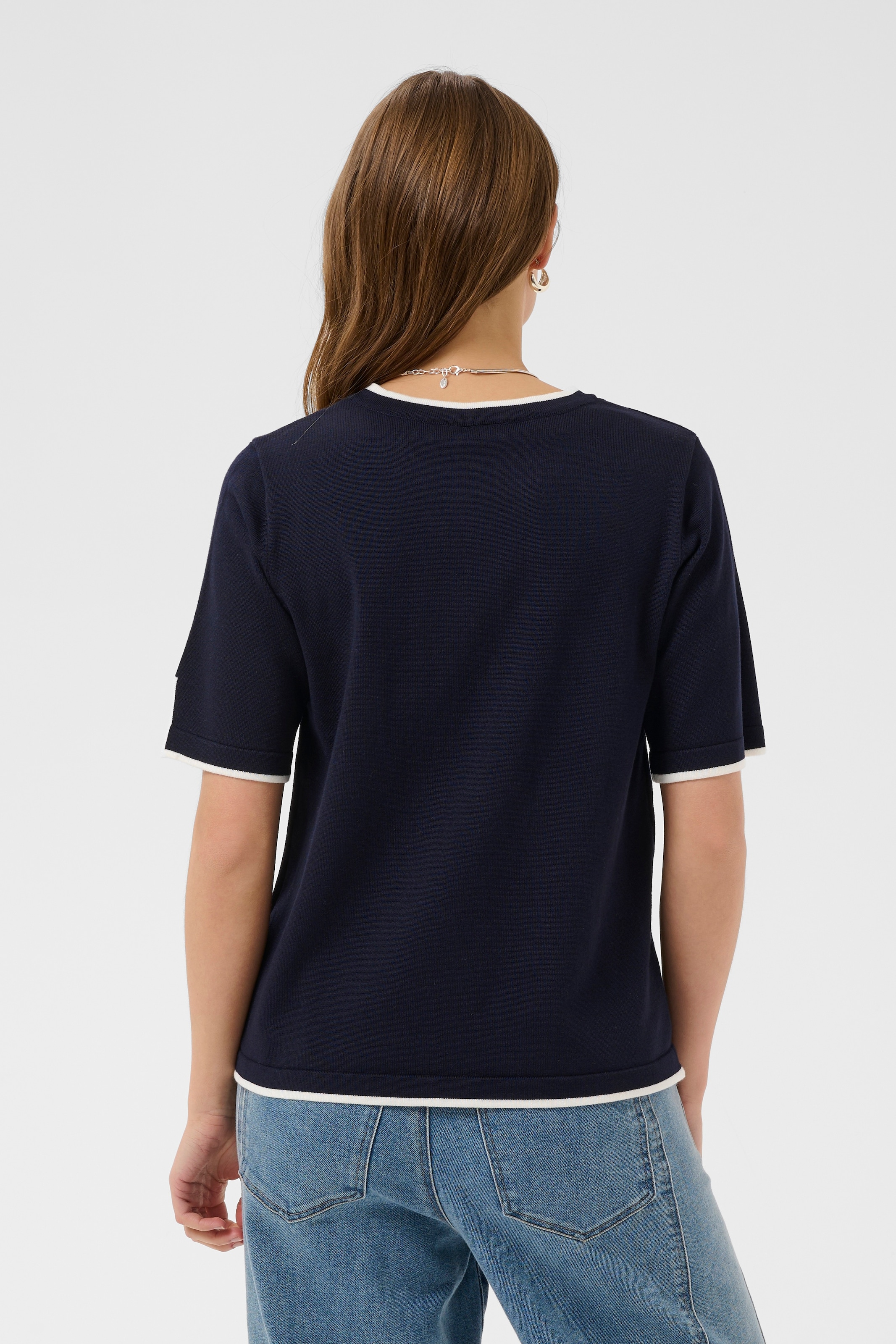 Saint Tropez Pull en tricot »MilaSZ Contrast Stripe SS Pullover« Viskosemischung, Regular fit