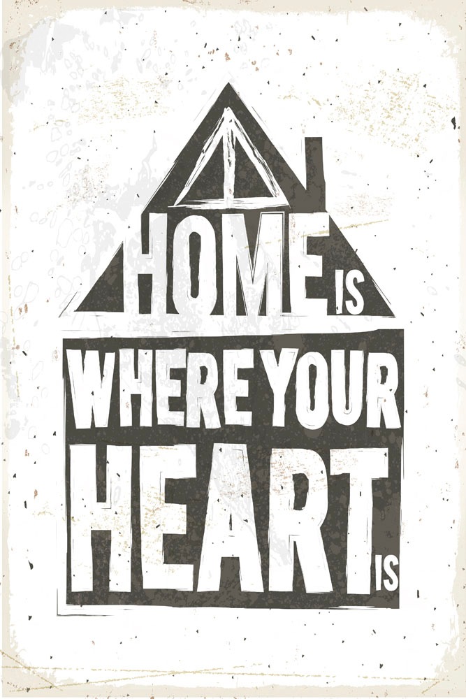 Image of queence Metallbild "Heart" Schriftzug Schriftzüge Sprüche Sprüche & Texte 1 Stk. tlg. Stahlschild, Blechschild, Sprüche, Texte, Zuhause, Heimat
