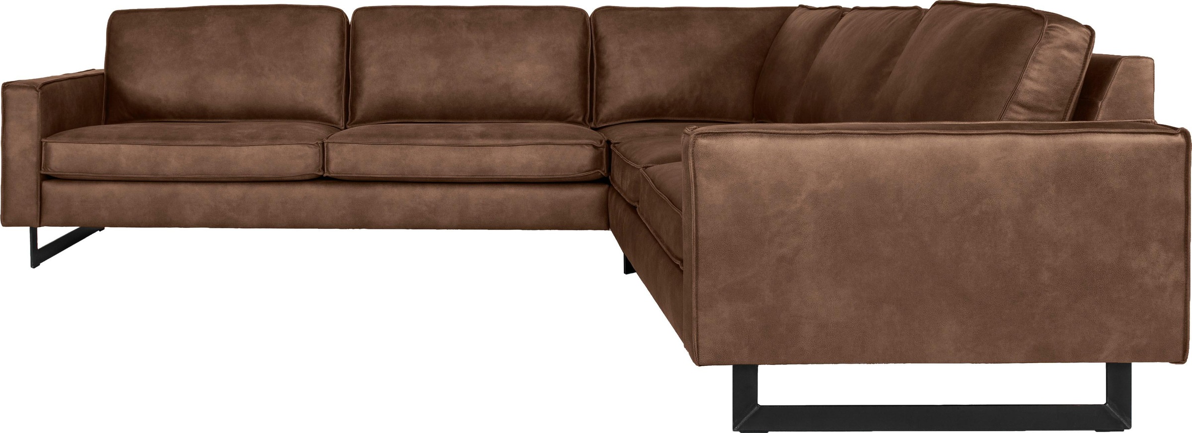 Places of Style Ecksofa »Pinto, XXL, 250/290 cm, langer Schenkel, Ottomane«, Cord, Chenille, Lederoptik, mit Keder, Metallfüsse, Wellenunterfederung