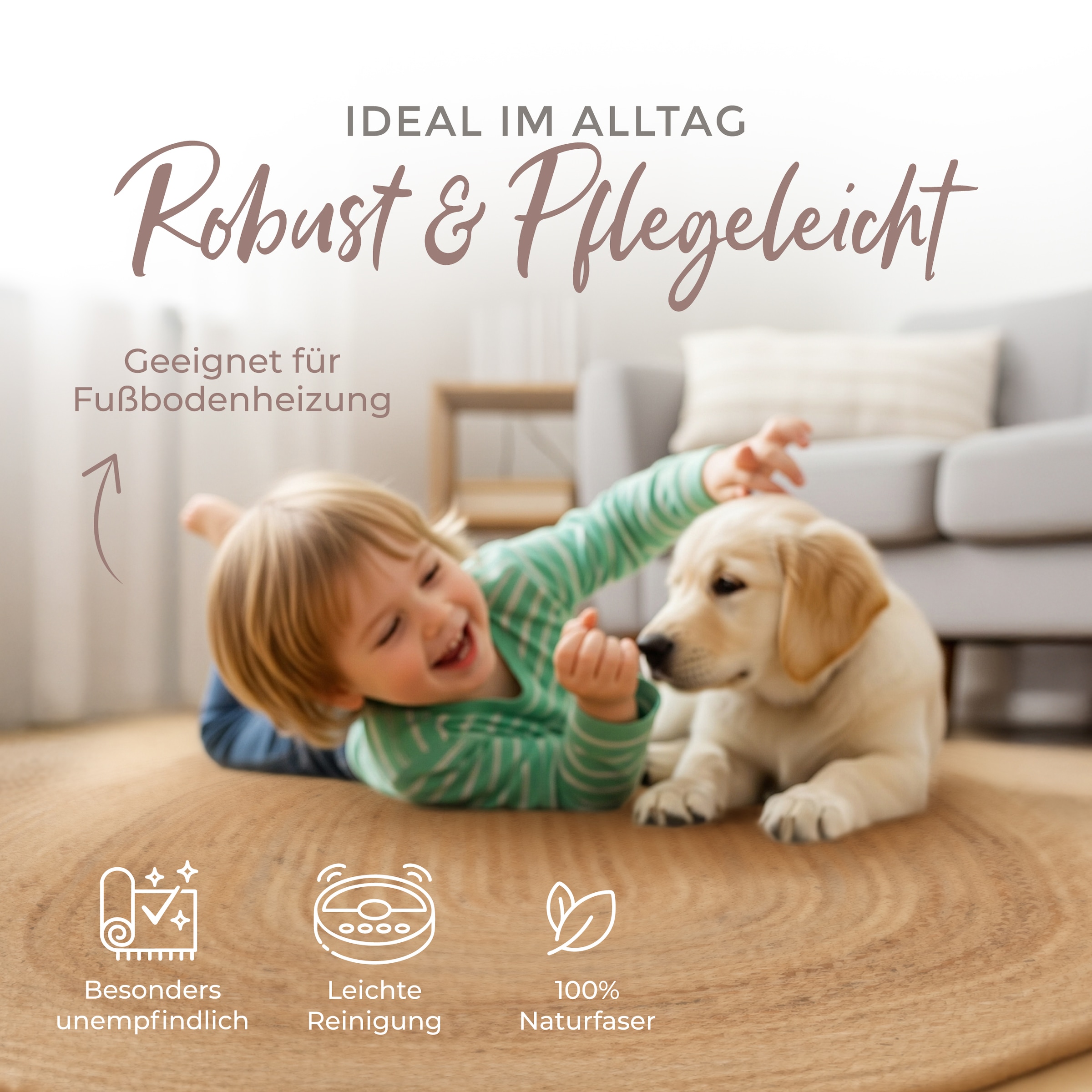 carpetfine Teppich »Nele Juteteppich Naturfaser«, rund, 6 mm Höhe, geflochtener Wendeteppich aus 100%Jute, in rund und oval, viele Grössen