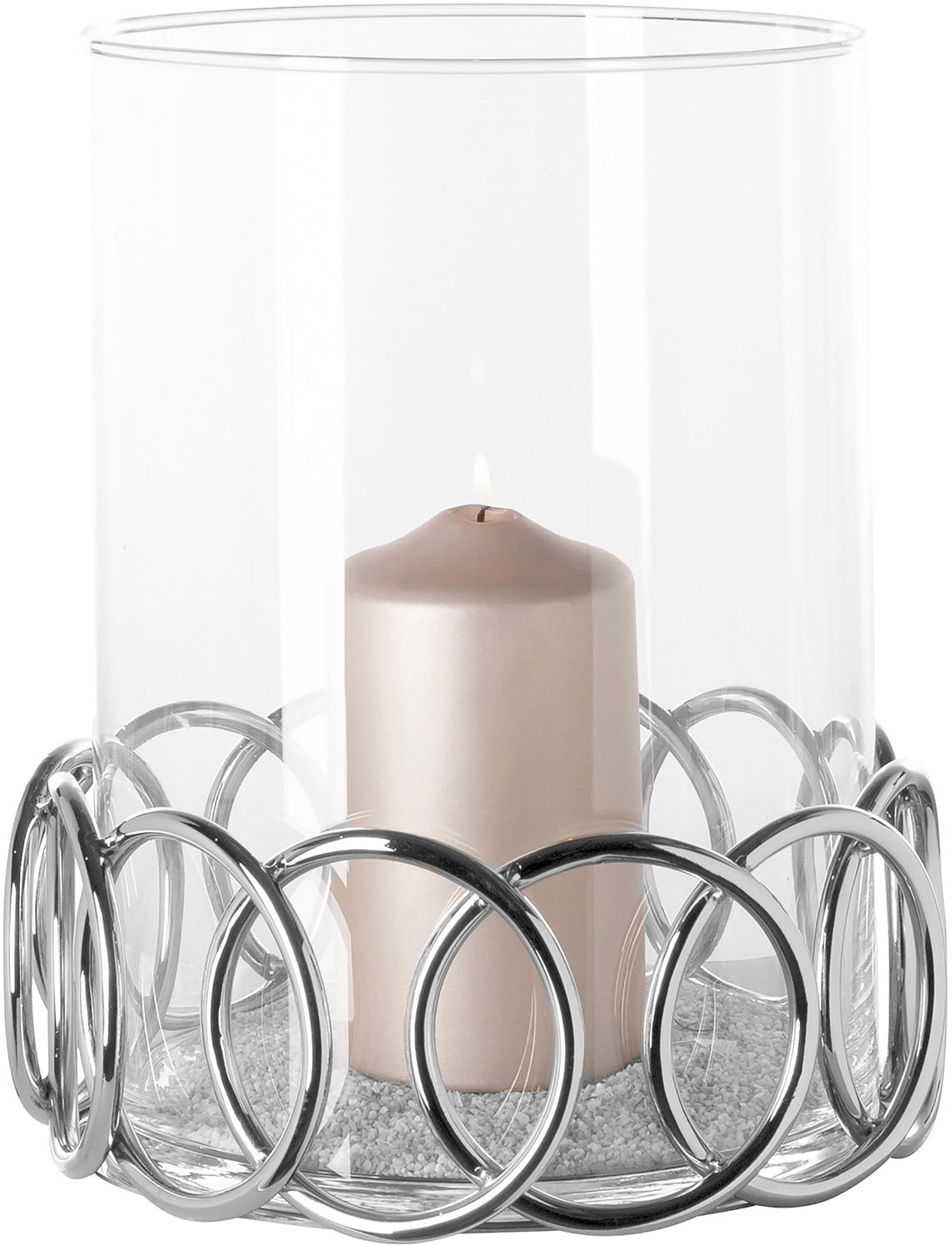 Fink Windlicht »JUWEL« Kerzenhalter aus Edelstahl mit Glaseinsatz, Höhe ca. 28,50 cm