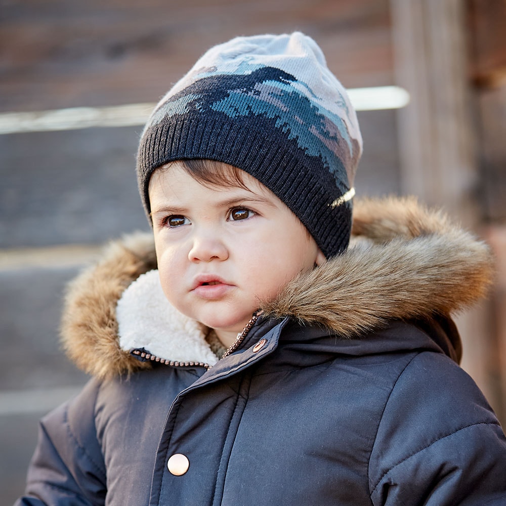 MAXIMO Bonnet tricoté aus Baumwolle, mit Motiv, gefüttert