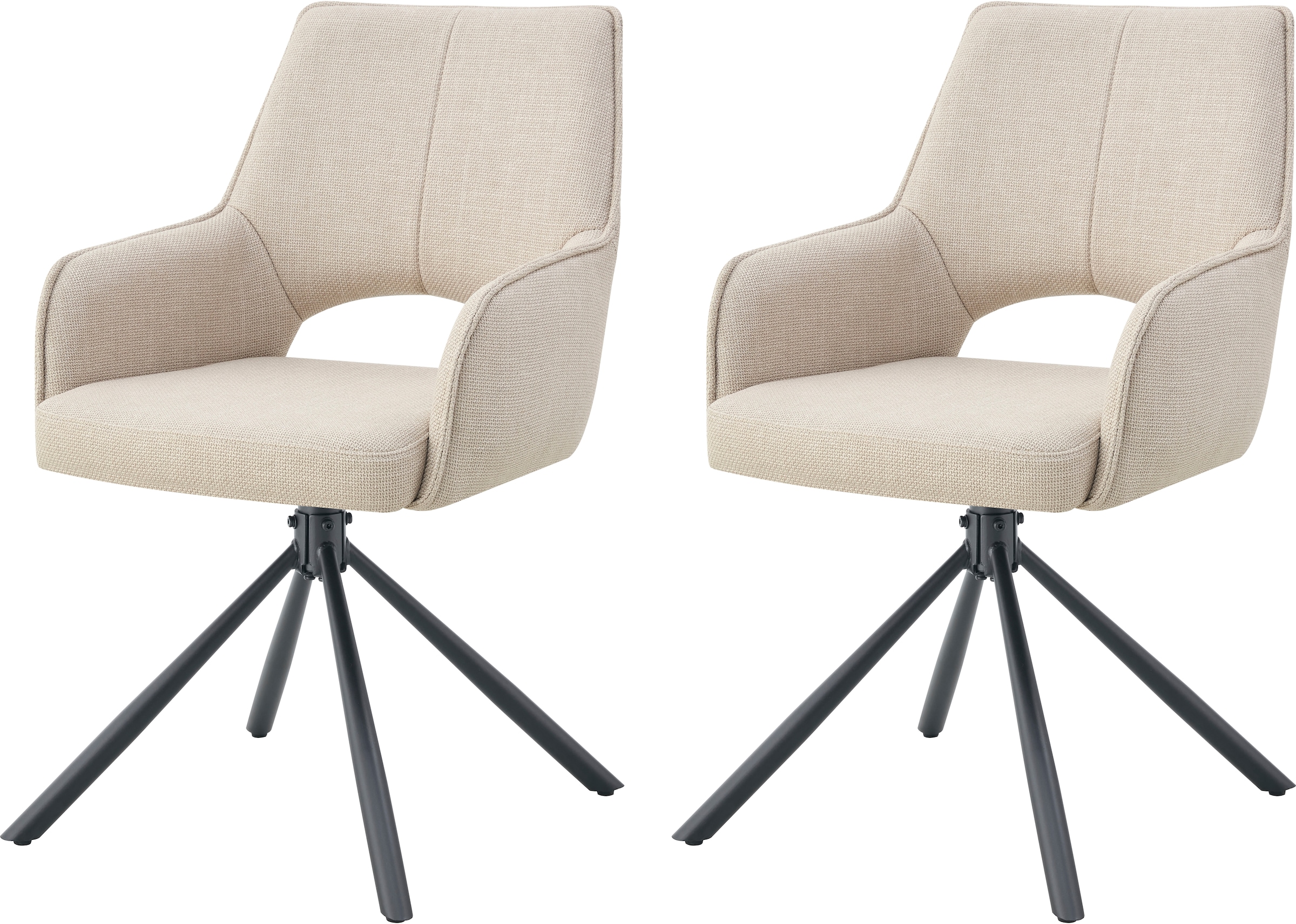 Home affaire Drehstuhl »BELLEVILLE, 2er Set, mit Metallgestell in matt schwarz« (Set) 2 Stk.in verschiedenen Farben, Belsatbarkeit pro Stuhl 120 kg, 360° drehbar