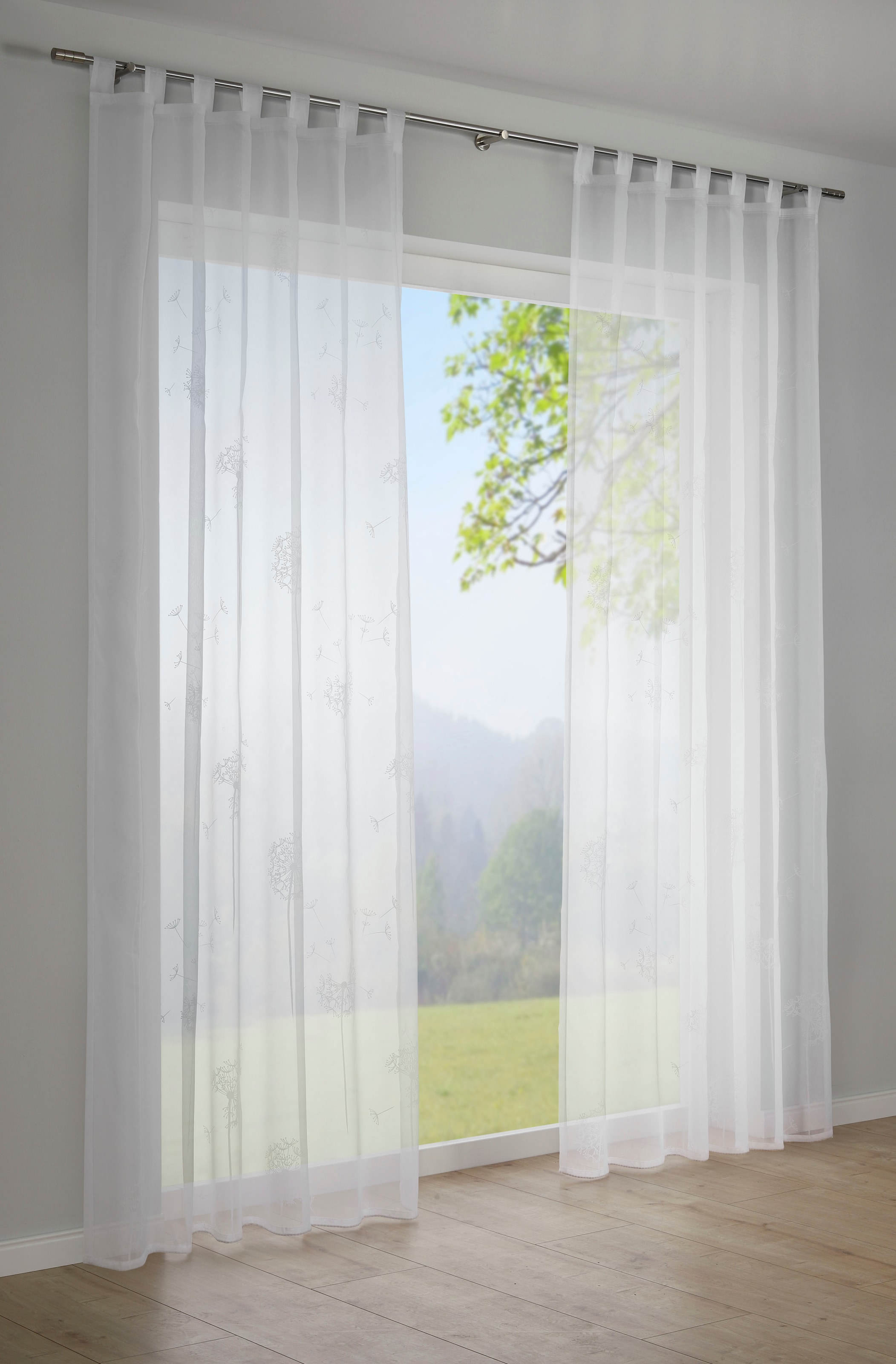 Image of Sehlbach Gardine "Schal Voile mit Flockprint Pusteblume" Schlaufen 1 Stk. tlg. mit Schlaufen