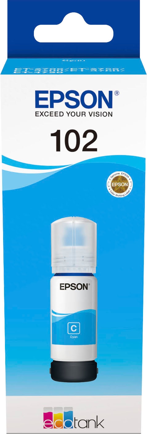 Epson Nachfülltinte »102 EcoTank«, für EPSON, original Druckerpatrone 102 cyan