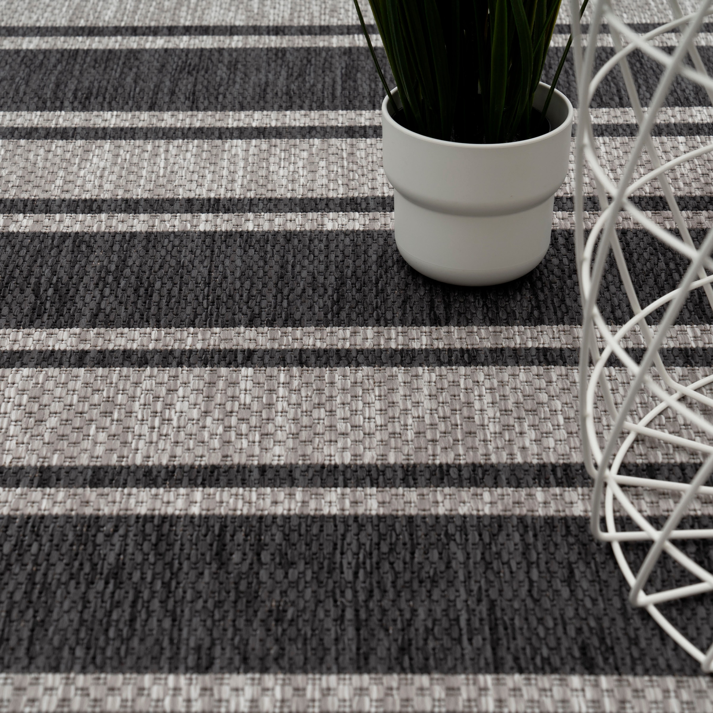 Paco Home Teppich »Roma 273«, rund, 4 mm Höhe, Flachgewebe, gestreift, In- und Outdoor geeignet