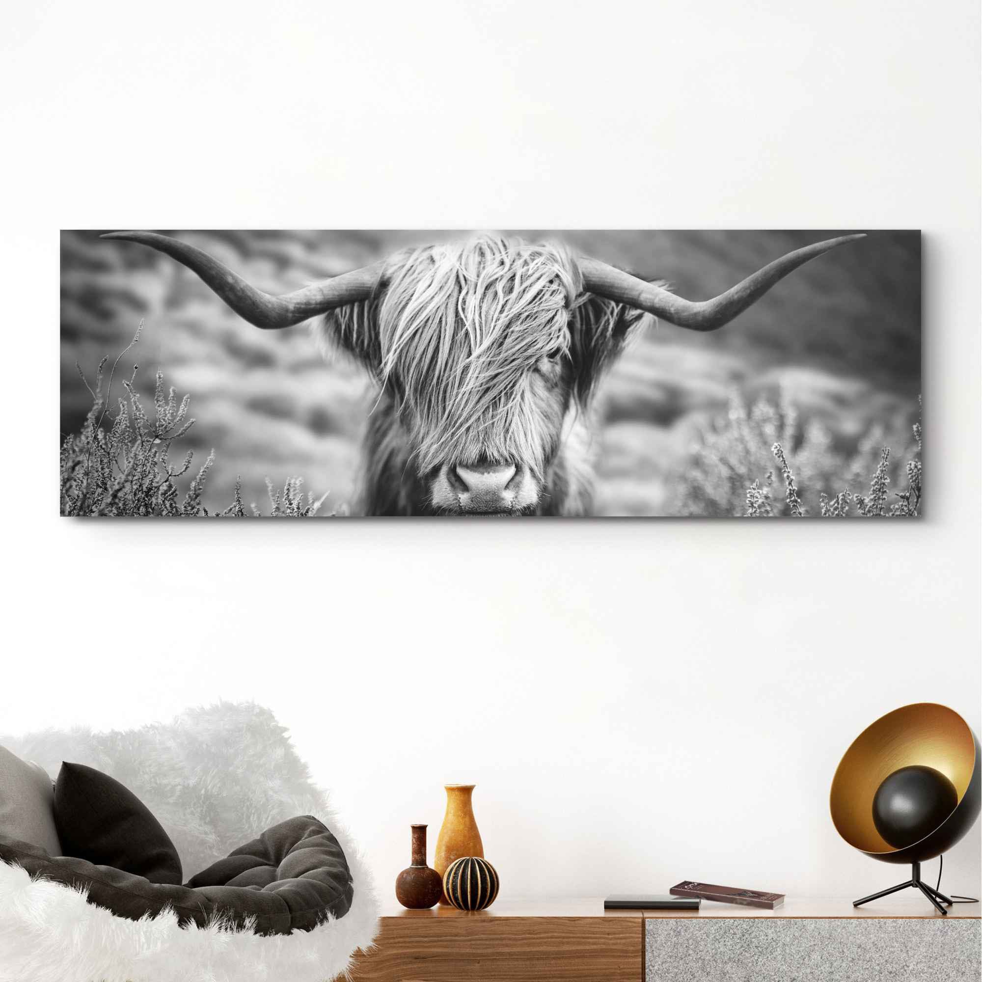 Image of Reinders Wandbild "Wandbild Highlander Bulle Tiermotiv - Nahaufnahme - Hochlandrind Bild" Kuh 1 Stk. tlg.