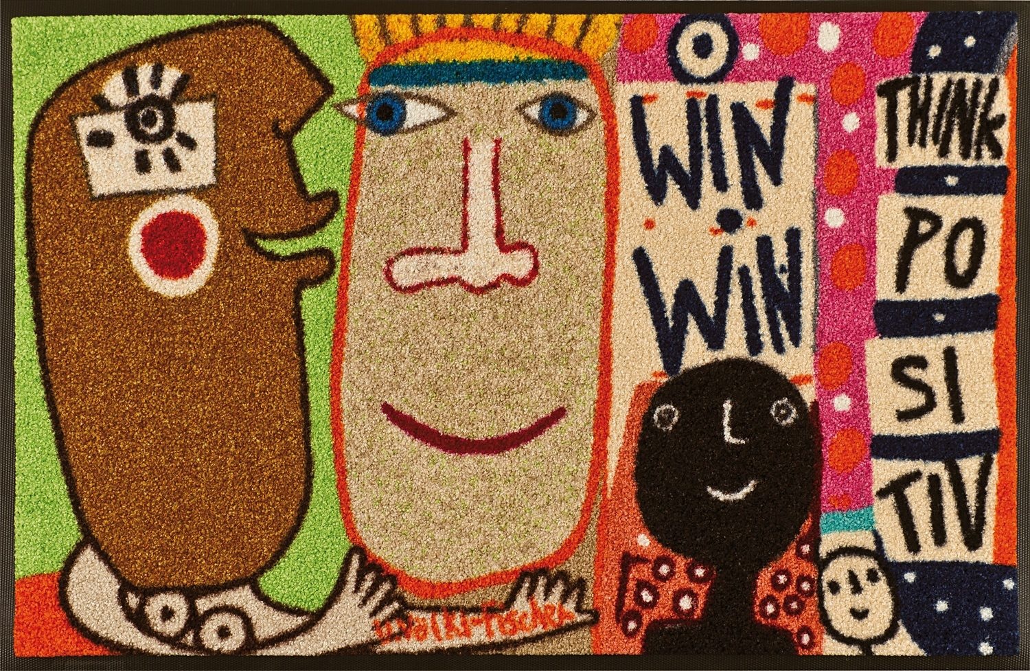 Image of wash+dry by Kleen-Tex Läufer "Think Positiv" rechteckig 7 mm Höhe Schmutzfangläufer, modernes Design, rutschhemmend, waschbar