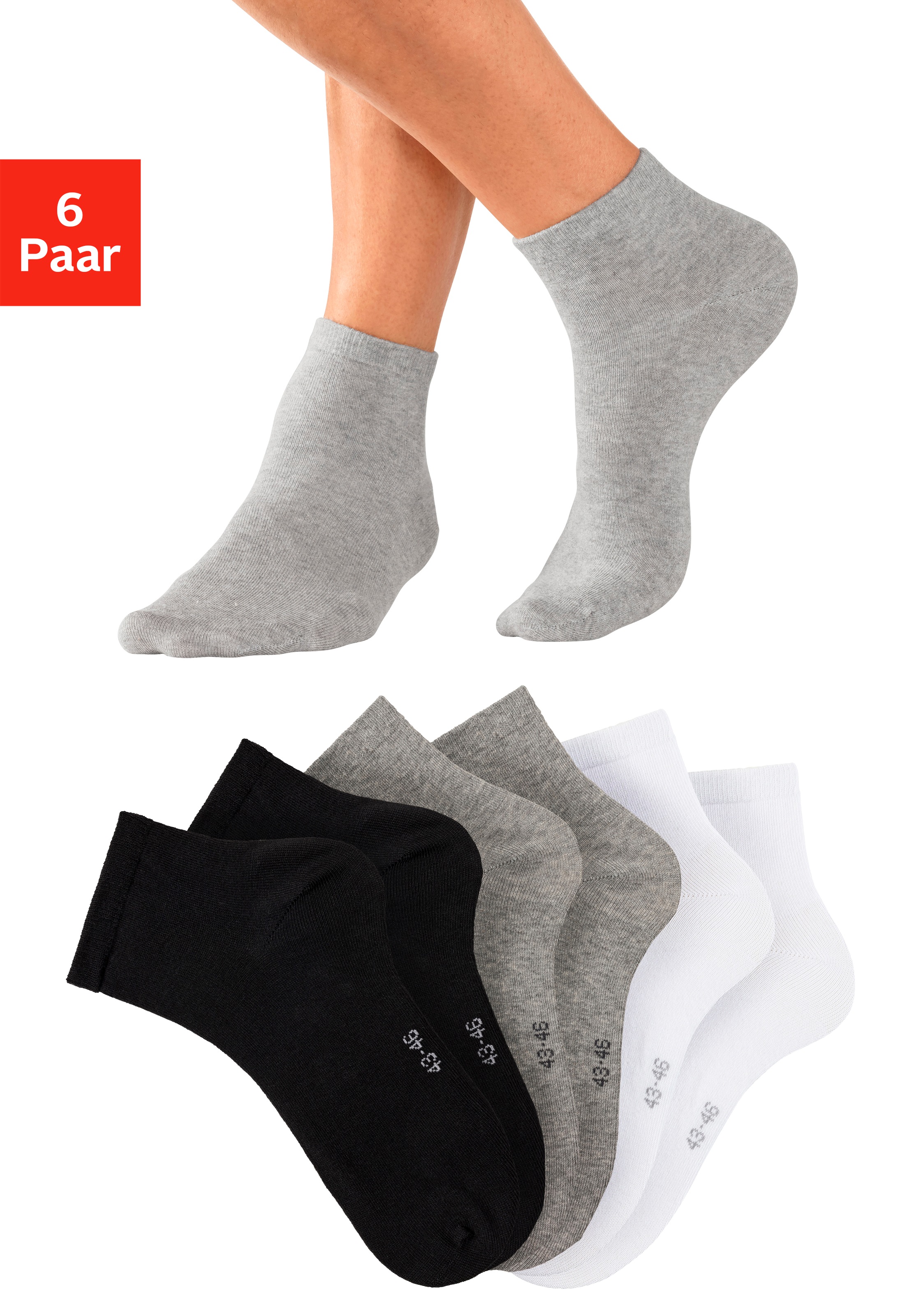 Image of Bench. Kurzsocken Packung, 6 Paar tlg. mit eingestricktem Markenlogo im Bündchen