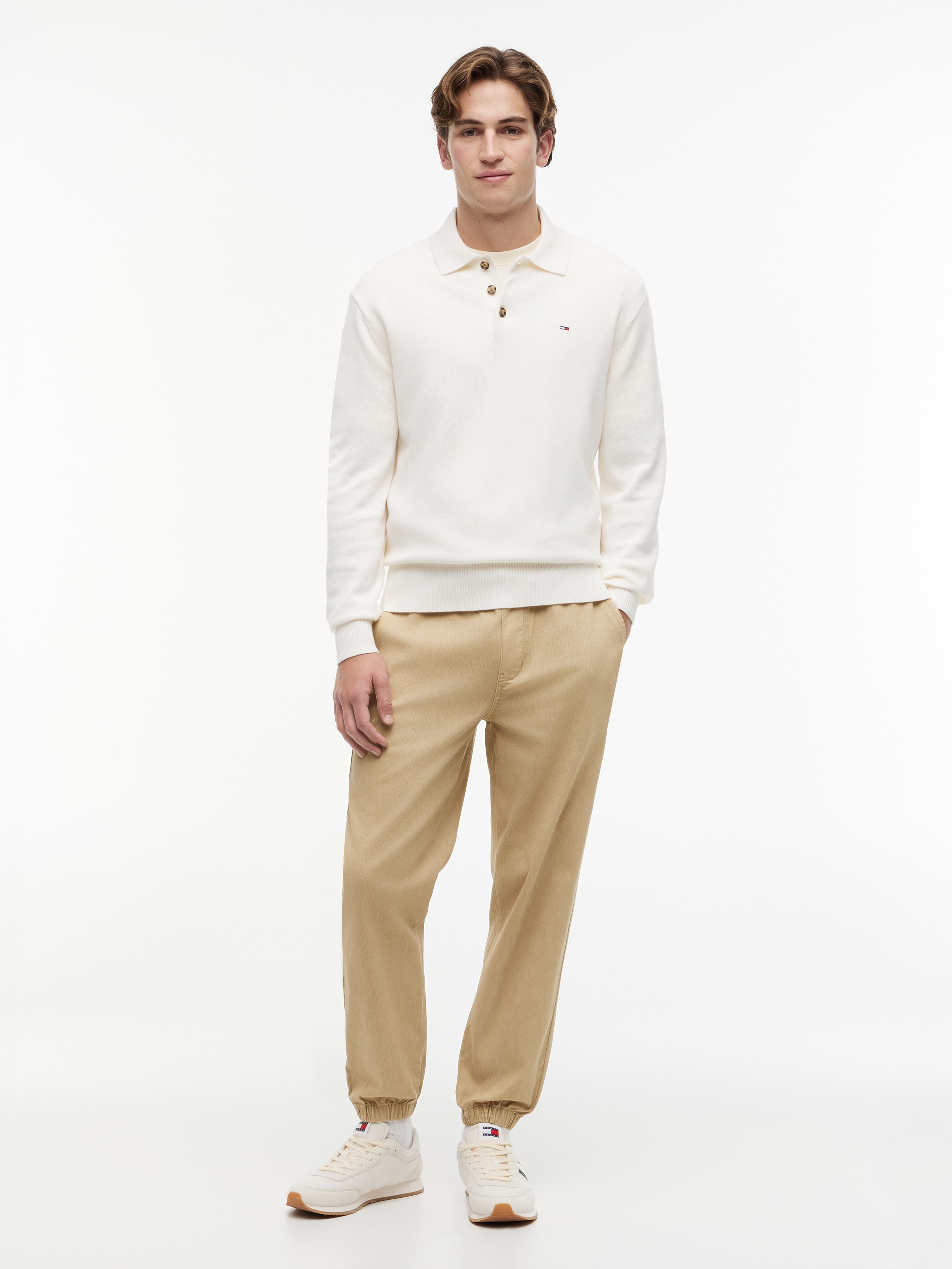 Tommy Jeans Pull à col polo »TJM SLIM ESSENTIAL POLO SWEATER« avec broderie du logo