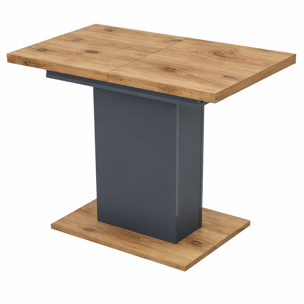 GOODproduct Table de salle à manger »Boston, Säulentisch, Speisetisch, Küchentisch, ausziehbar bis 150 cm« Place pour jusqu'à 6 personnes, extensible grâce à une rallonge
