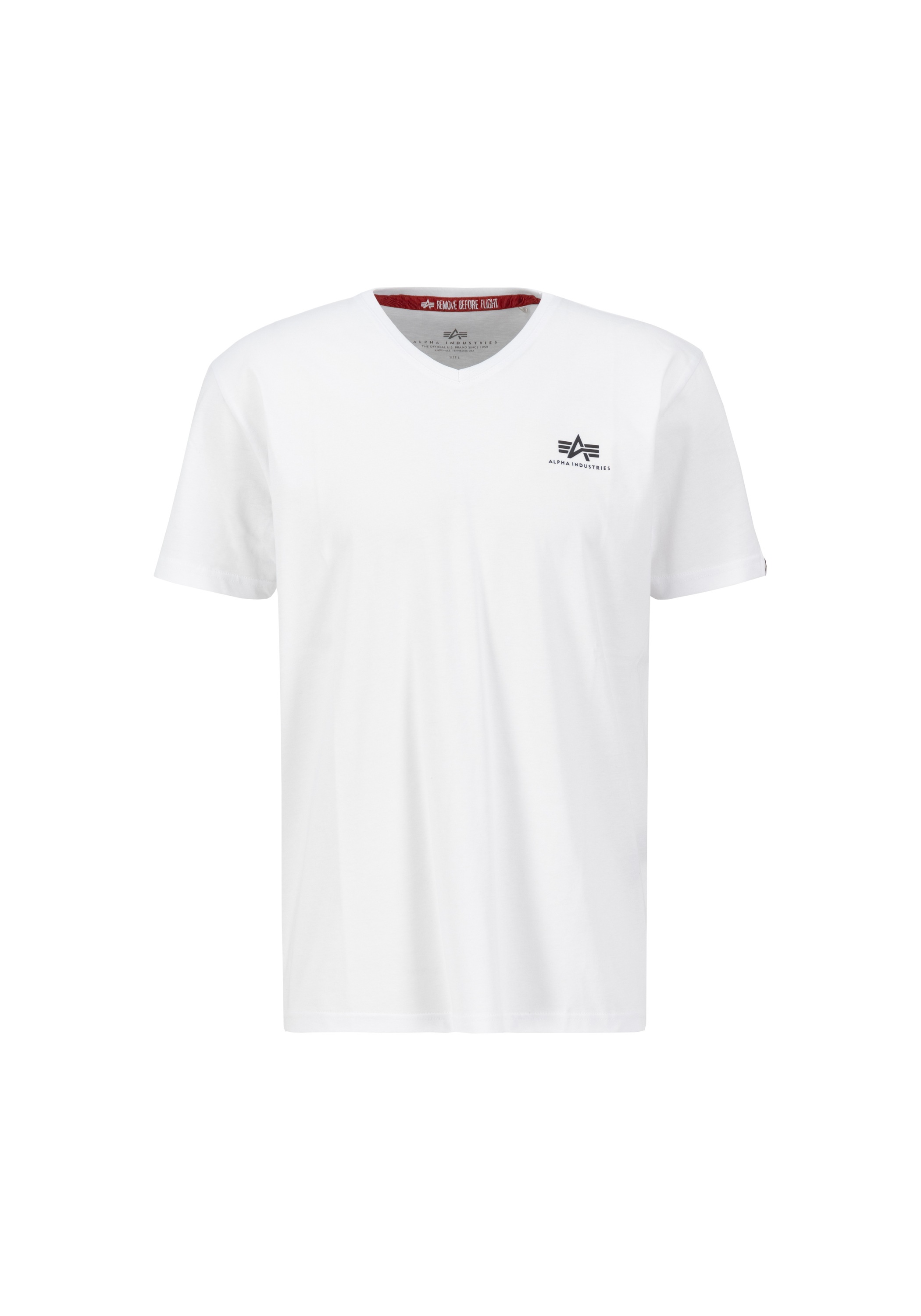 Alpha Industries , T-Shirt »Basic V-Neck T-Shirt SL« , weiss , XXL , Flag Label am linken Ärmel