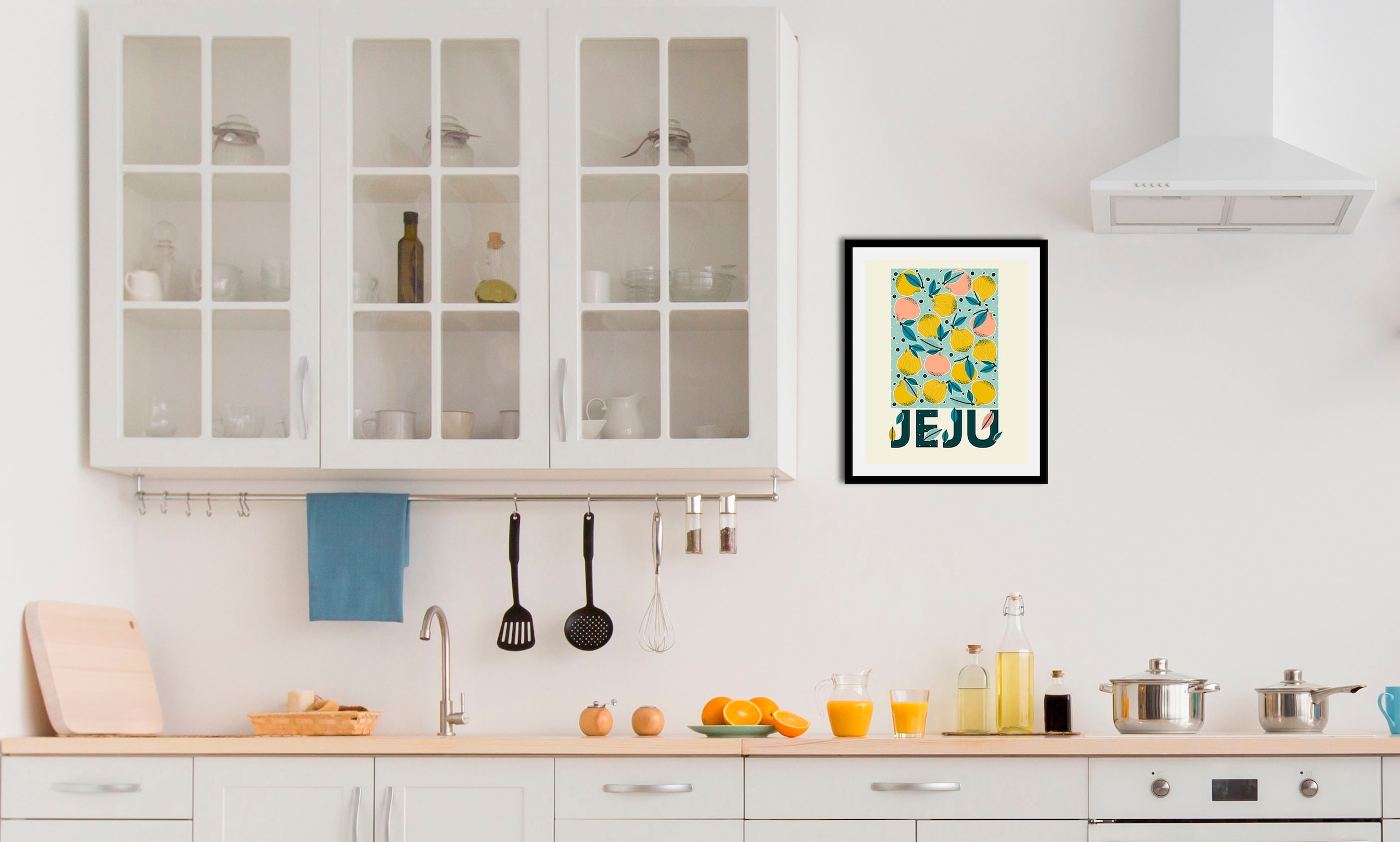 Image of queence Bild "Jeju" Abstrakt Figuren Obst Obst Bilder Schriftzug 1 Stk. tlg. gerahmt