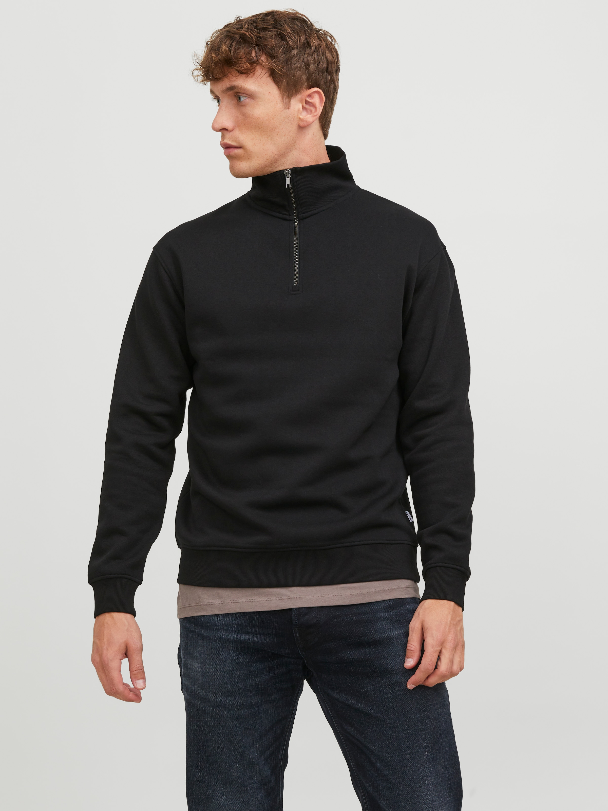 Jack & Jones Sweat-shirt »JJEBRADLEY SWEAT HALF ZIP NOOS«, mélange de matières, coupe décontractée
