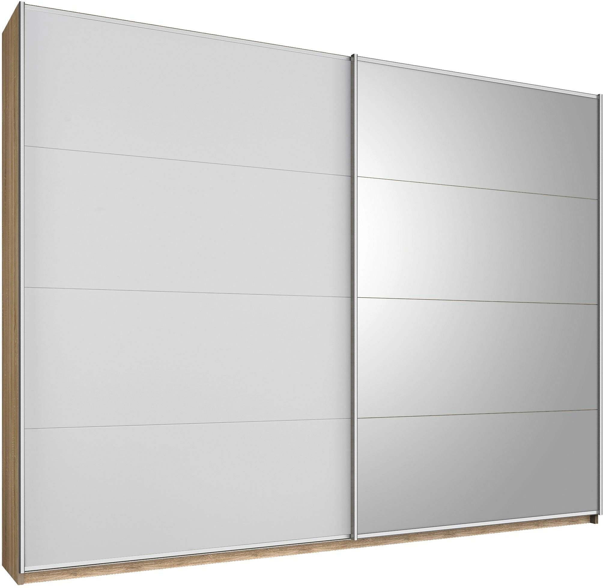 Image of rauch Schwebetürenschrank "Kleiderschrank Schrank Garderobe Ankleide Schlafzimmerschrank GANDRA" Breiten: 136/181/226/271 cm, Höhe 210 cm, voll aufgelegte Spiegelelemente, Metall-Griffleisten MADE IN GERMANY