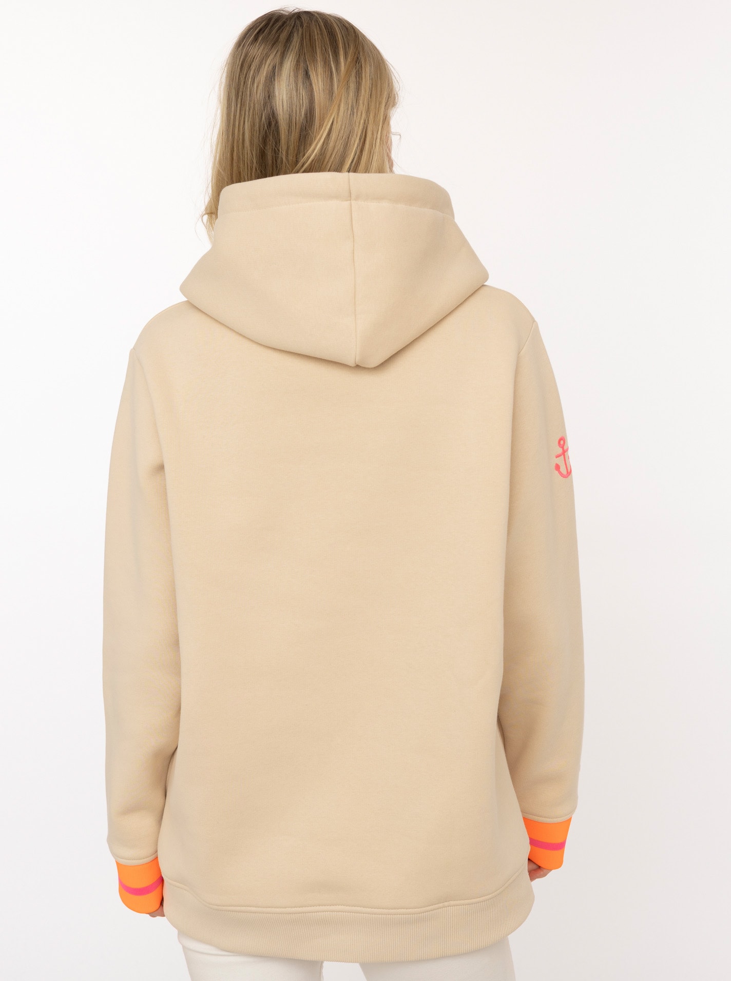 Zwillingsherz Hoodie , Langarm, Kapuze, Neon-Details, Kordelzug, Frontprint, Kängurutasche
