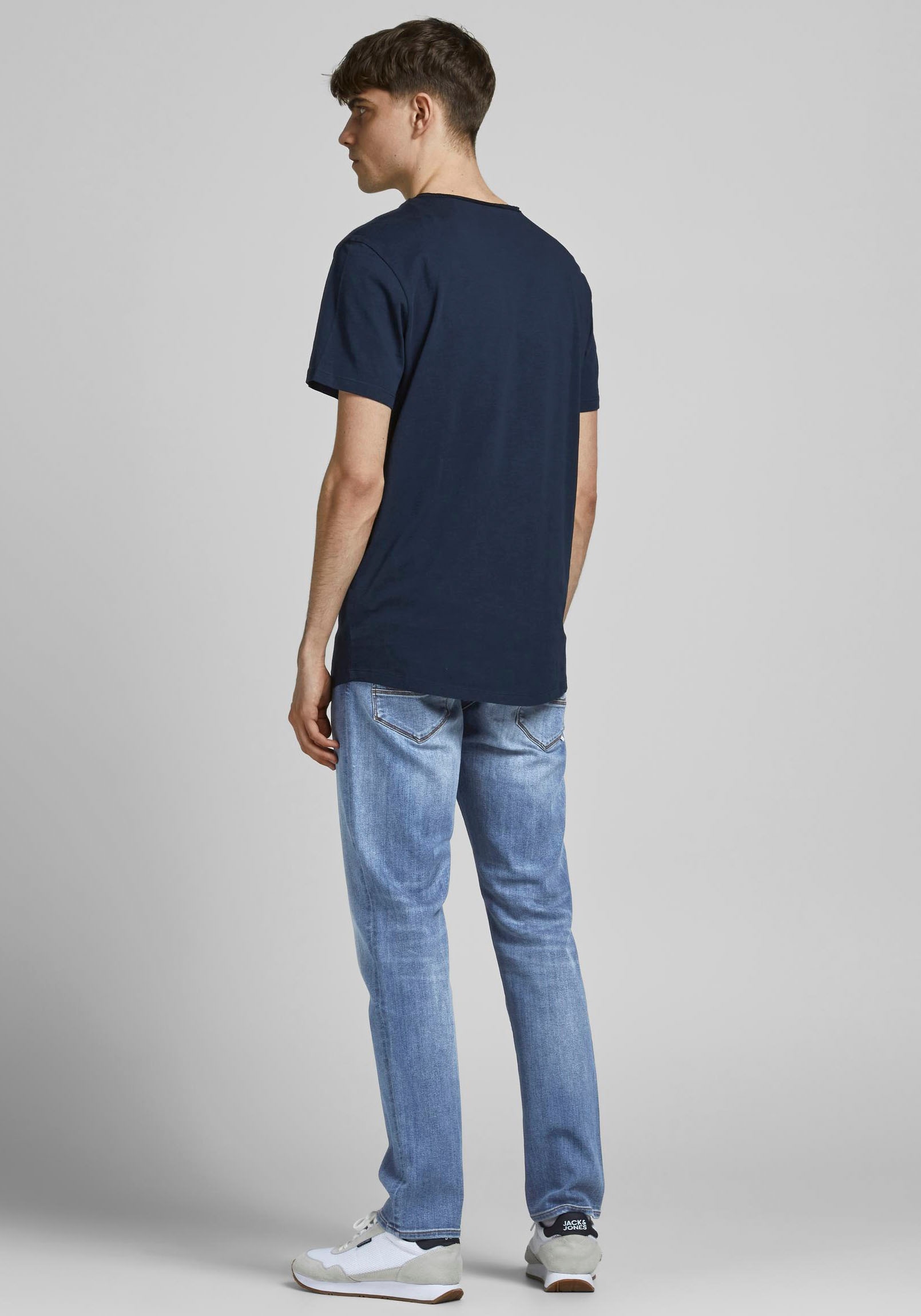 Jack & Jones Slim-fit-Jeans »JJIGLENN – Jeans mit Gürtelschlaufen und Used-Waschung« Used, modisch, slim fit, Denim/Jeans
