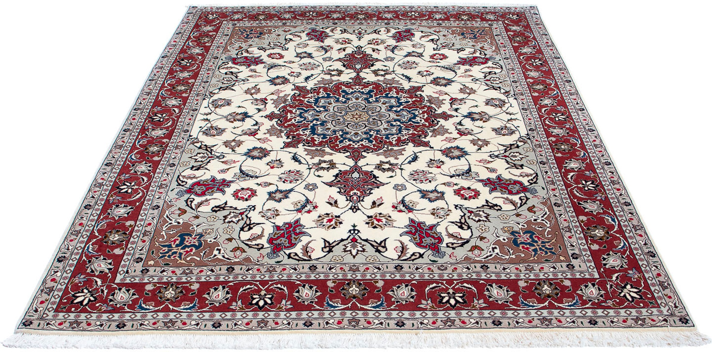 Image of morgenland Orientteppich »Perser - Täbriz - Royal - 201 x 152 cm - beige«, rechteckig, 7 mm Höhe, Wohnzimmer, Handgeknüpft, Einzelstück mit Zertifikat bei Ackermann Versand Schweiz