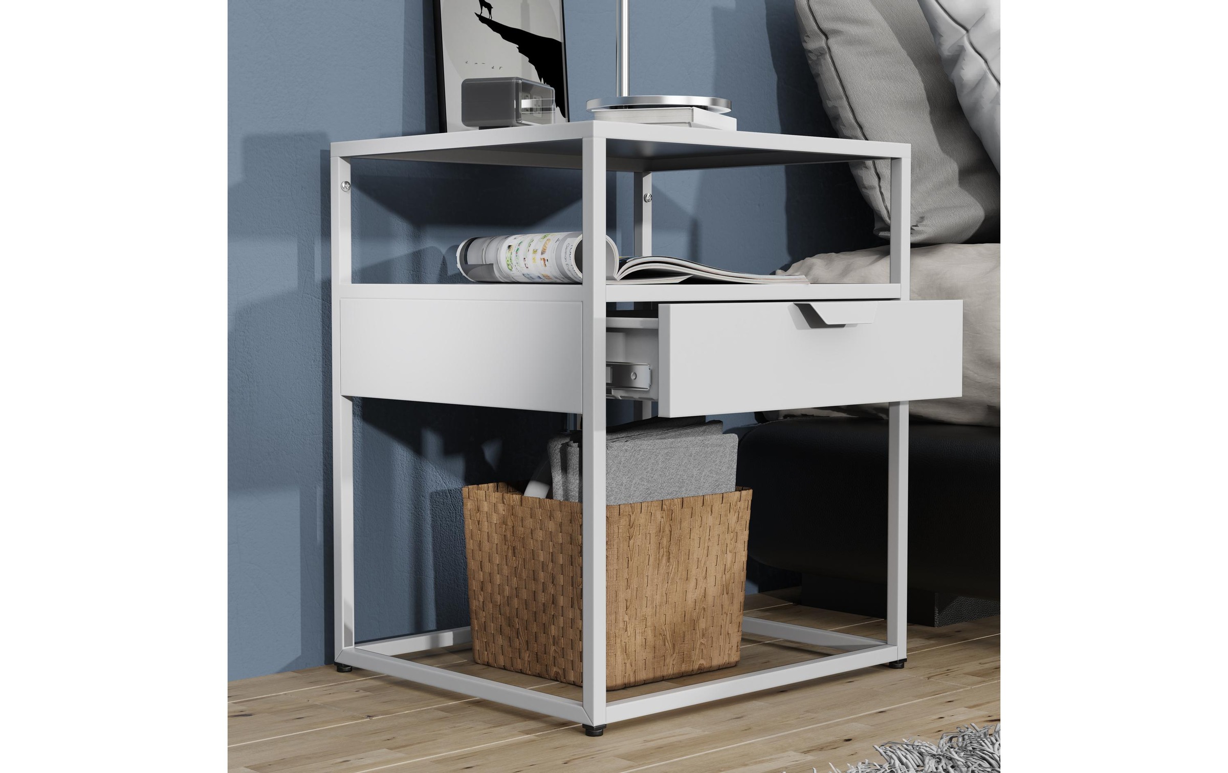 VCM »VCM Nachttisch Flokas M 45 x 55 cm, Weiss«
