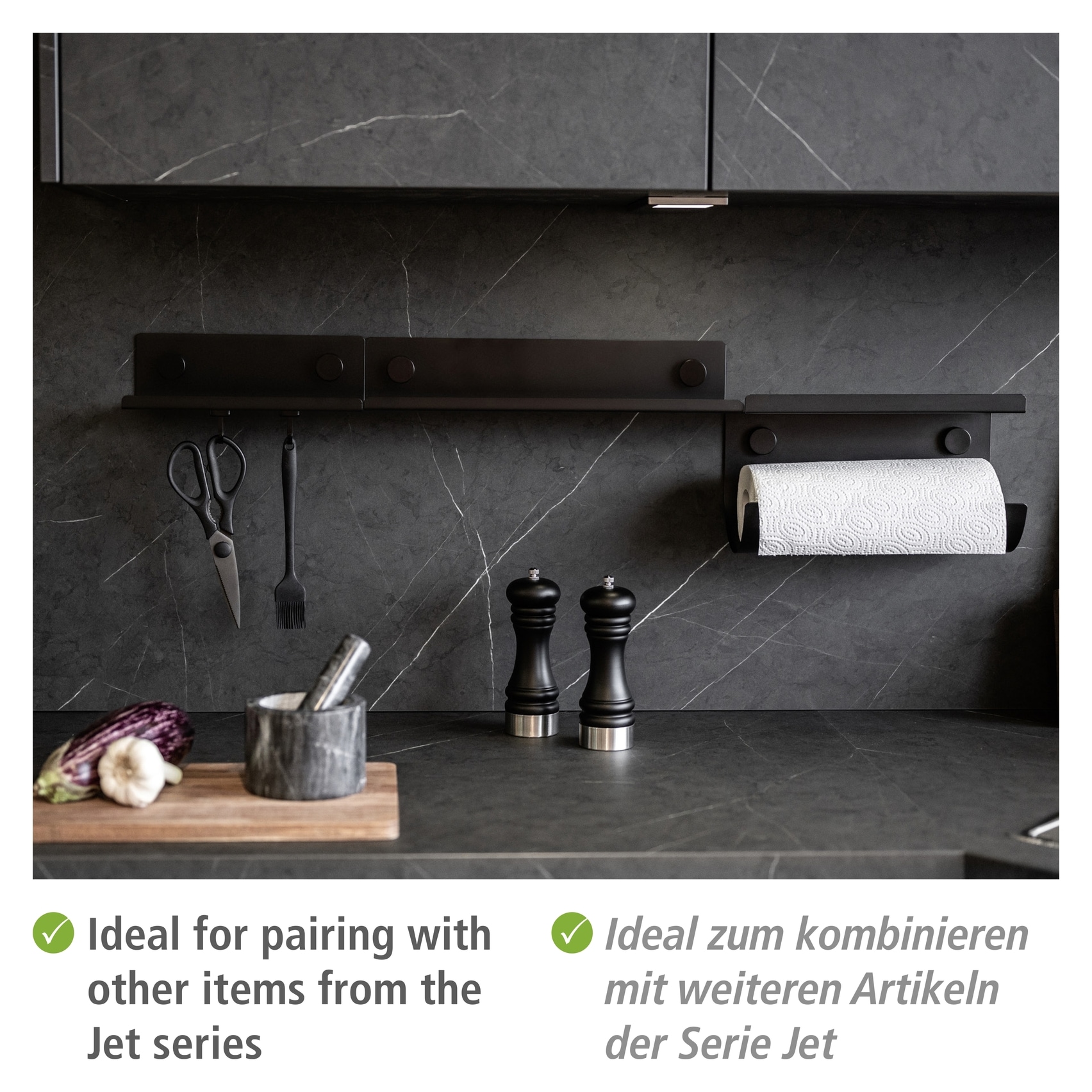 WENKO Étagère de cuisine »Modell Jet S« Regal für die Wand, Industrial Style, pulverbeschichtetes Metall