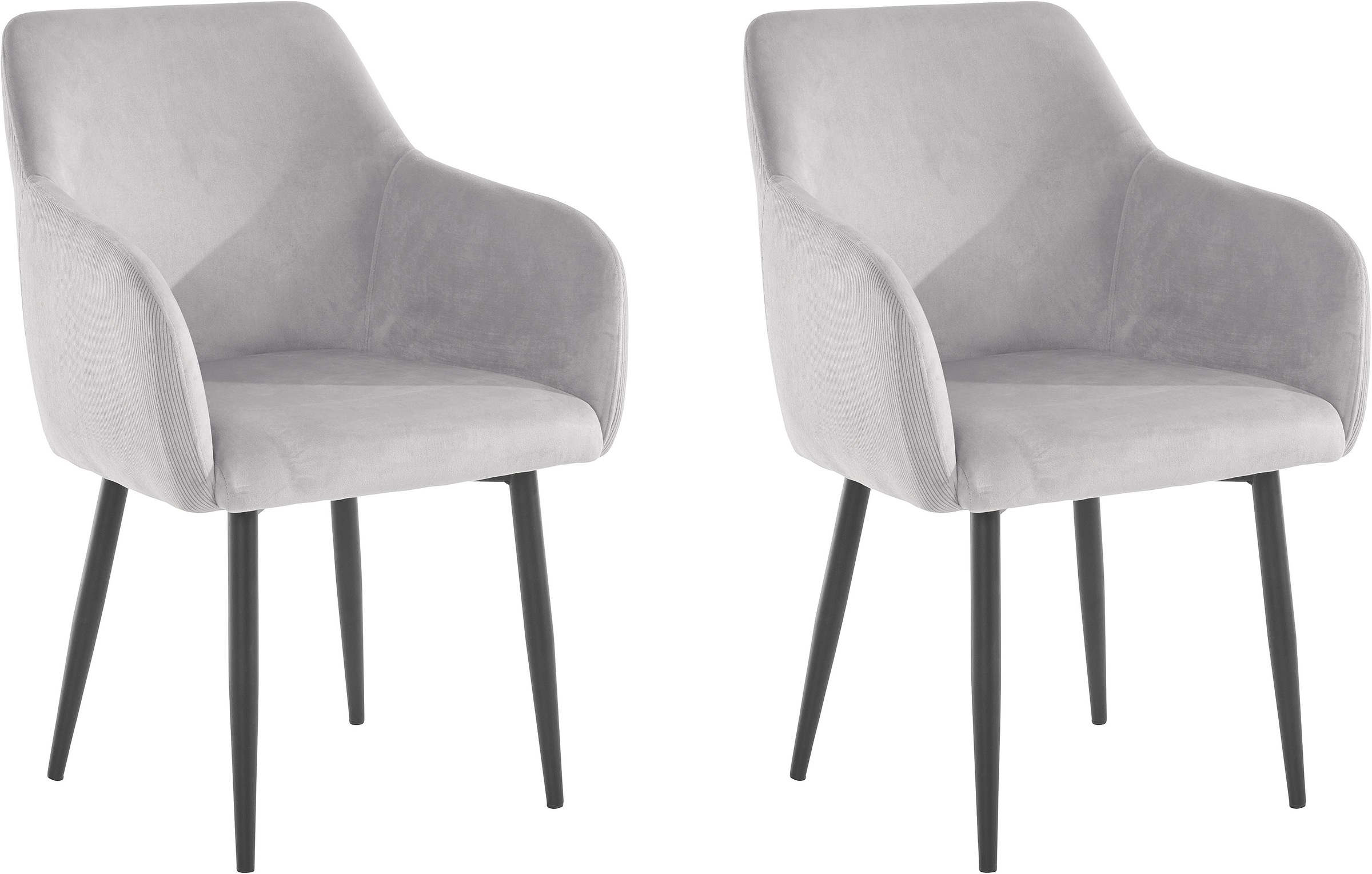 Image of my home Armlehnstuhl »Penny«, 2 St., Veloursstoff, Cordbezug aussen und innen mit Veloursstoff, Metallgestell in schwarz, maximale Belastbarkeit 120kg bei Ackermann Versand Schweiz