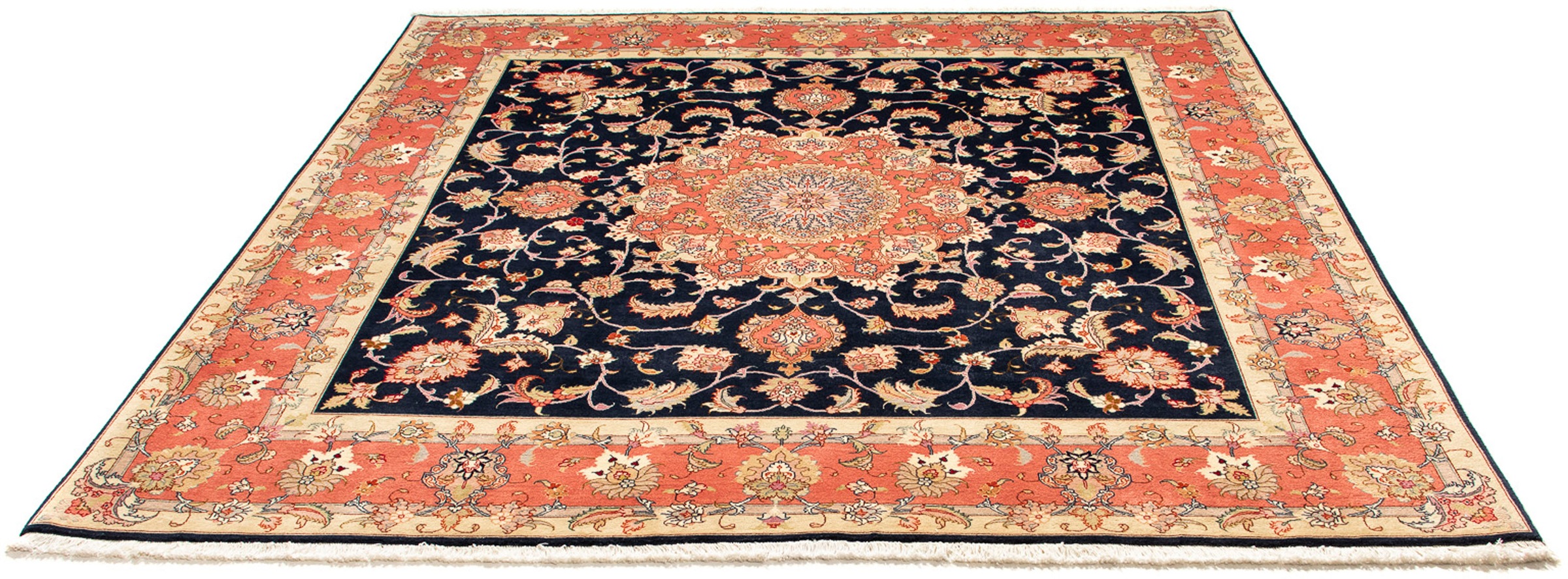Image of morgenland Orientteppich »Perser - Täbriz - Royal quadratisch - 202 x 202 cm - dunkelblau«, quadratisch, 7 mm Höhe, Wohnzimmer, Handgeknüpft, Einzelstück mit Zertifikat bei Ackermann Versand Schweiz