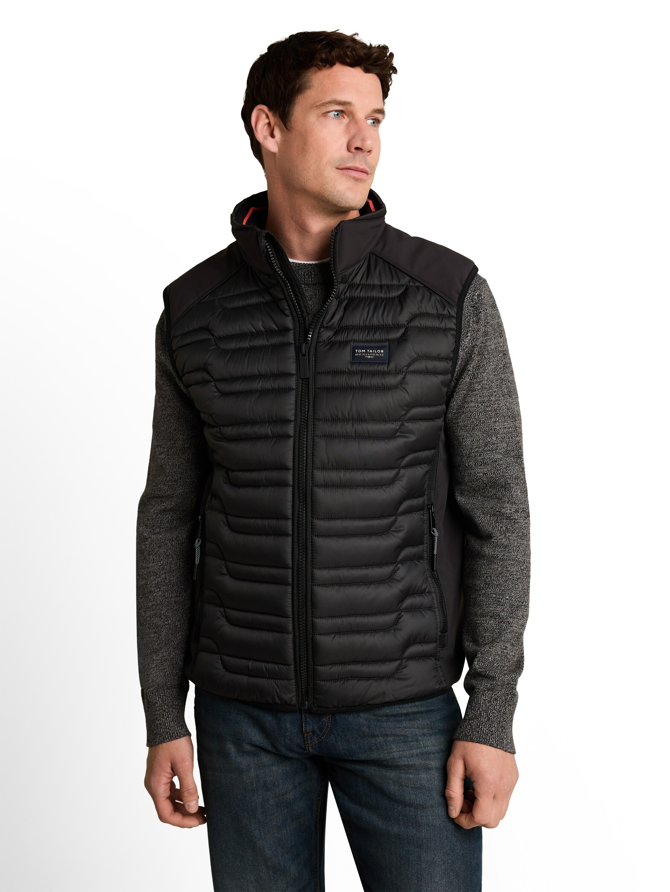 TOM TAILOR Gilet matelassé »Regular« avec col montant et fermeture éclair