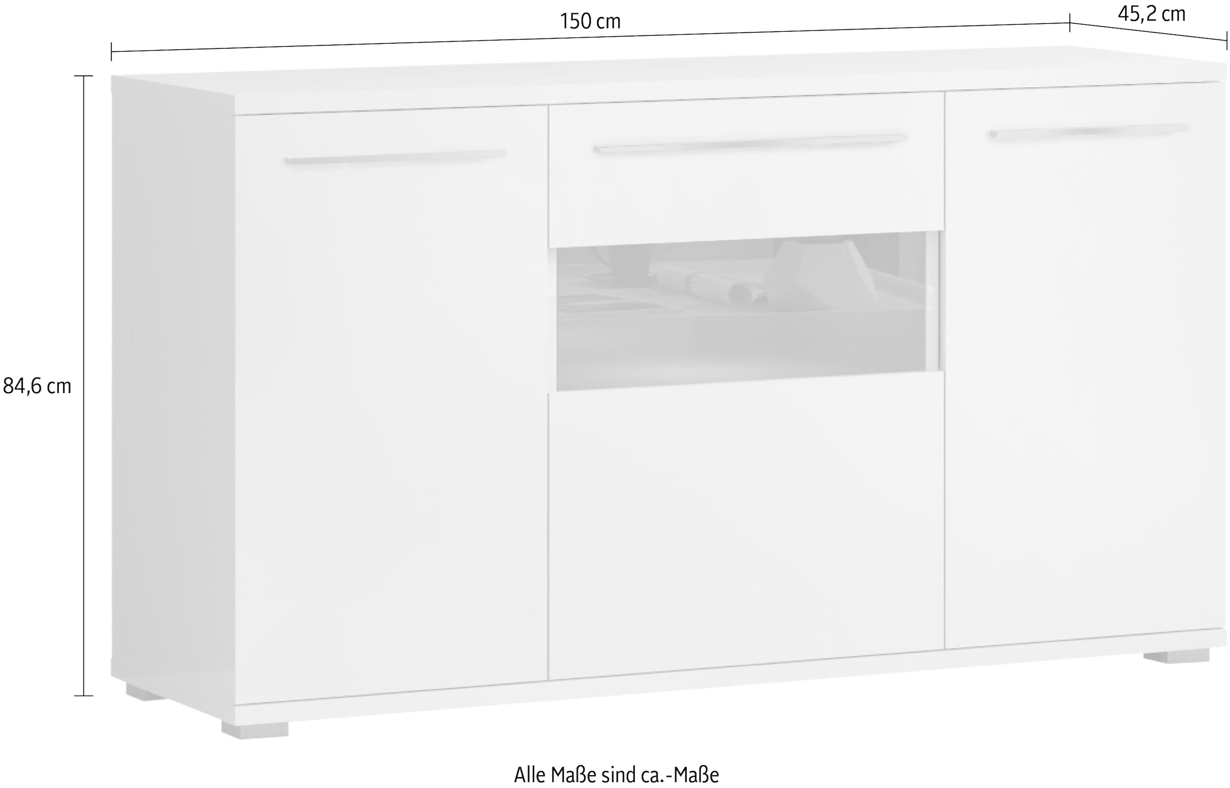 Places of Style Kommode »Piano«, Hochglanz UV lackiert, Soft-Close Funktion