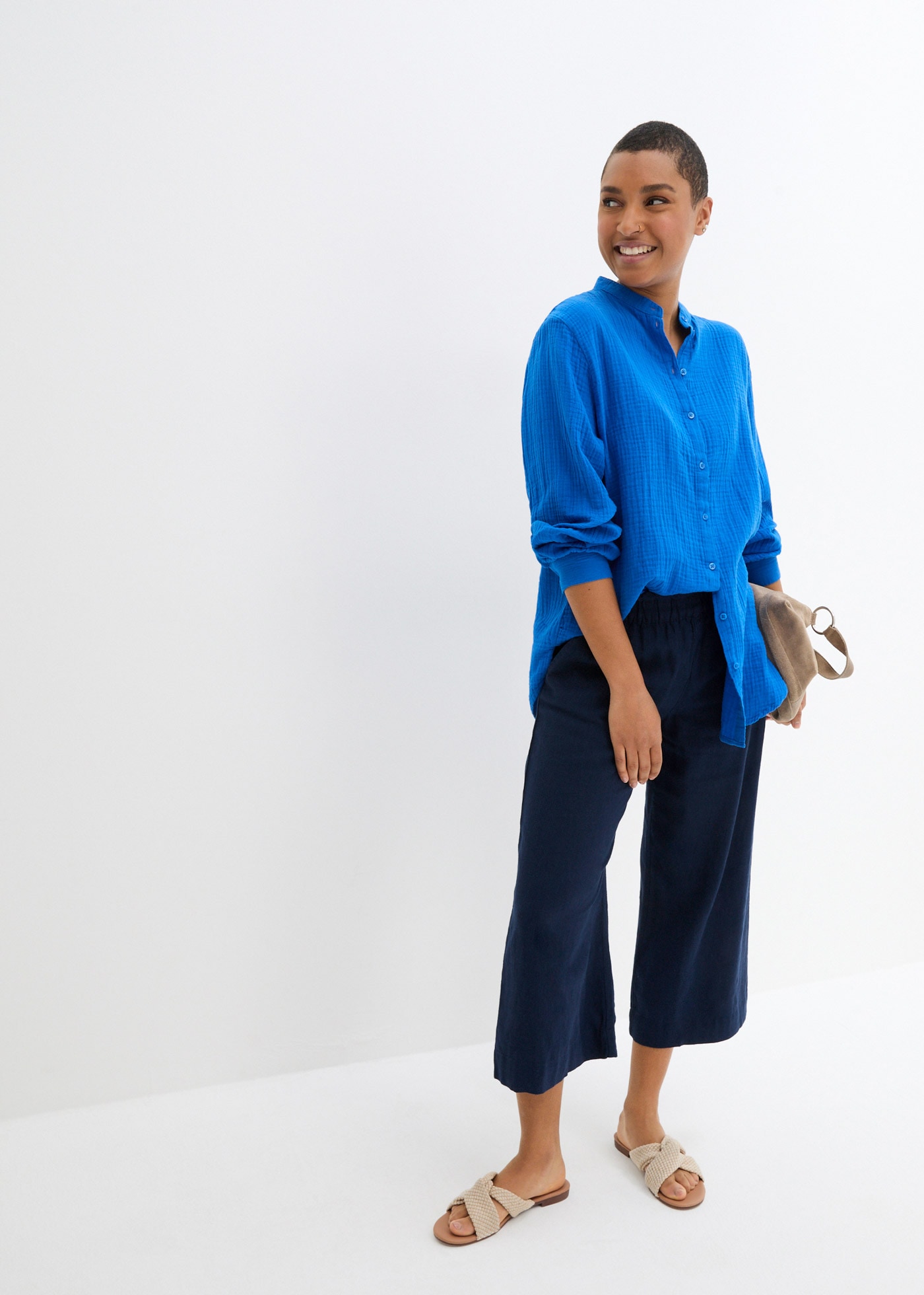 bonprix Langarmbluse »Musselin-Longbluse aus Baumwolle« Musselin-Longbluse aus Baumwolle