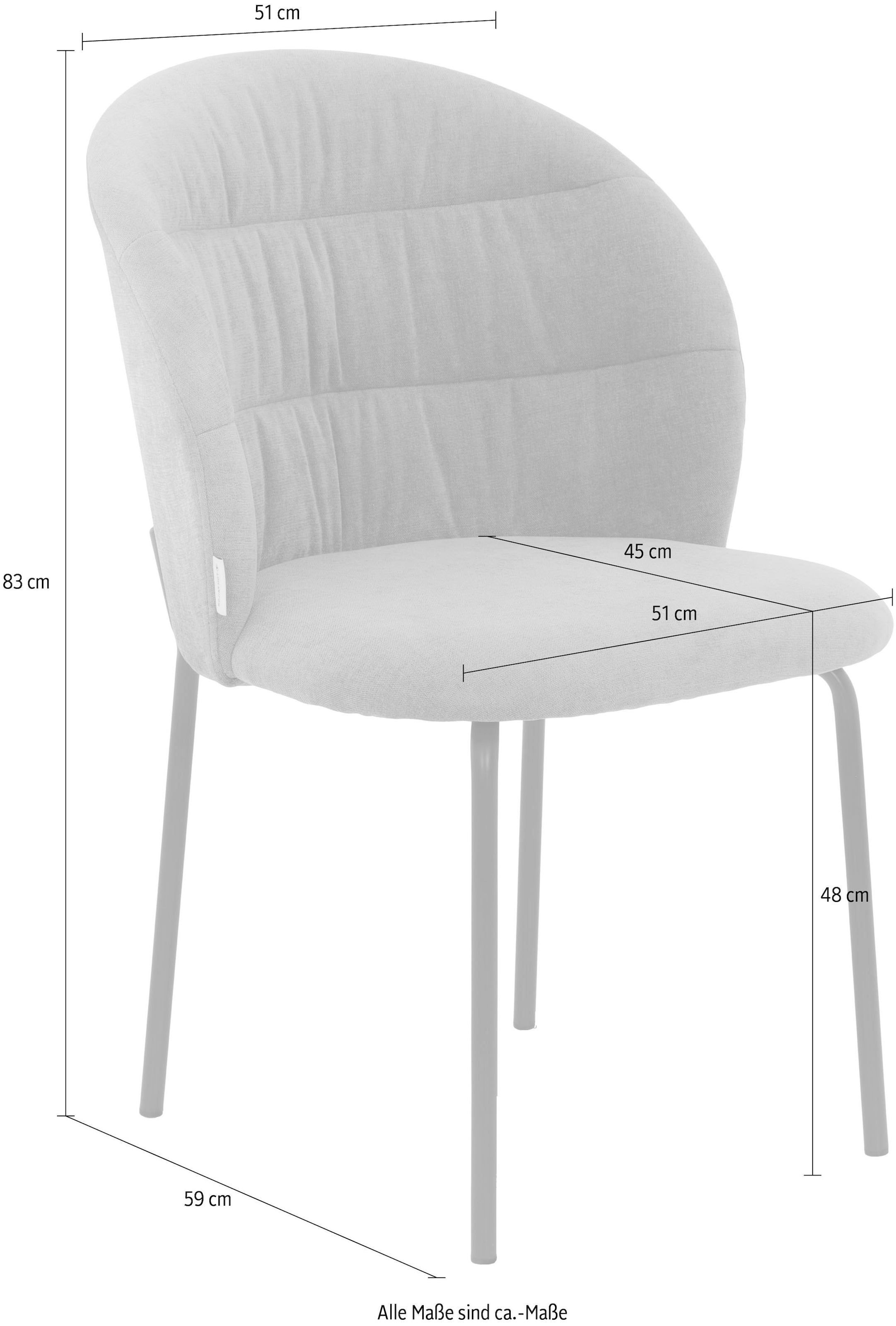 TOM TAILOR HOME 4-Fussstuhl »LEAF CHAIR«, (Set), 2 St., Chenille, 4-Fussgestell, Raffung in der Rückenlehne