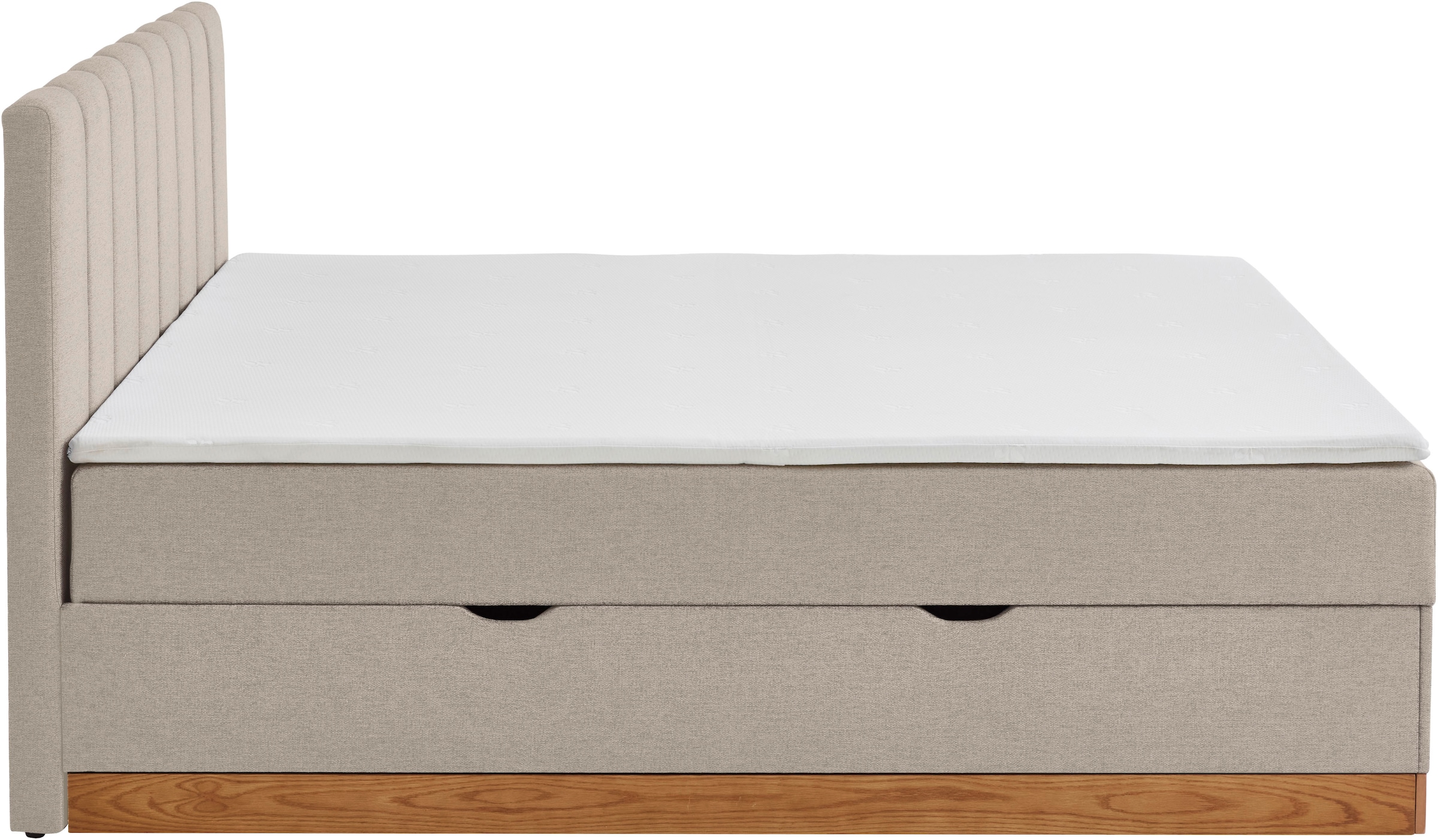 Home affaire Boxbett »FRAPELLE, Polsterbett mit Bettkasten und Taschenfederkernmatratze H3« mit Topper, Strukturstoff-Bezug, Sockel eichefarbig, 180x200cm