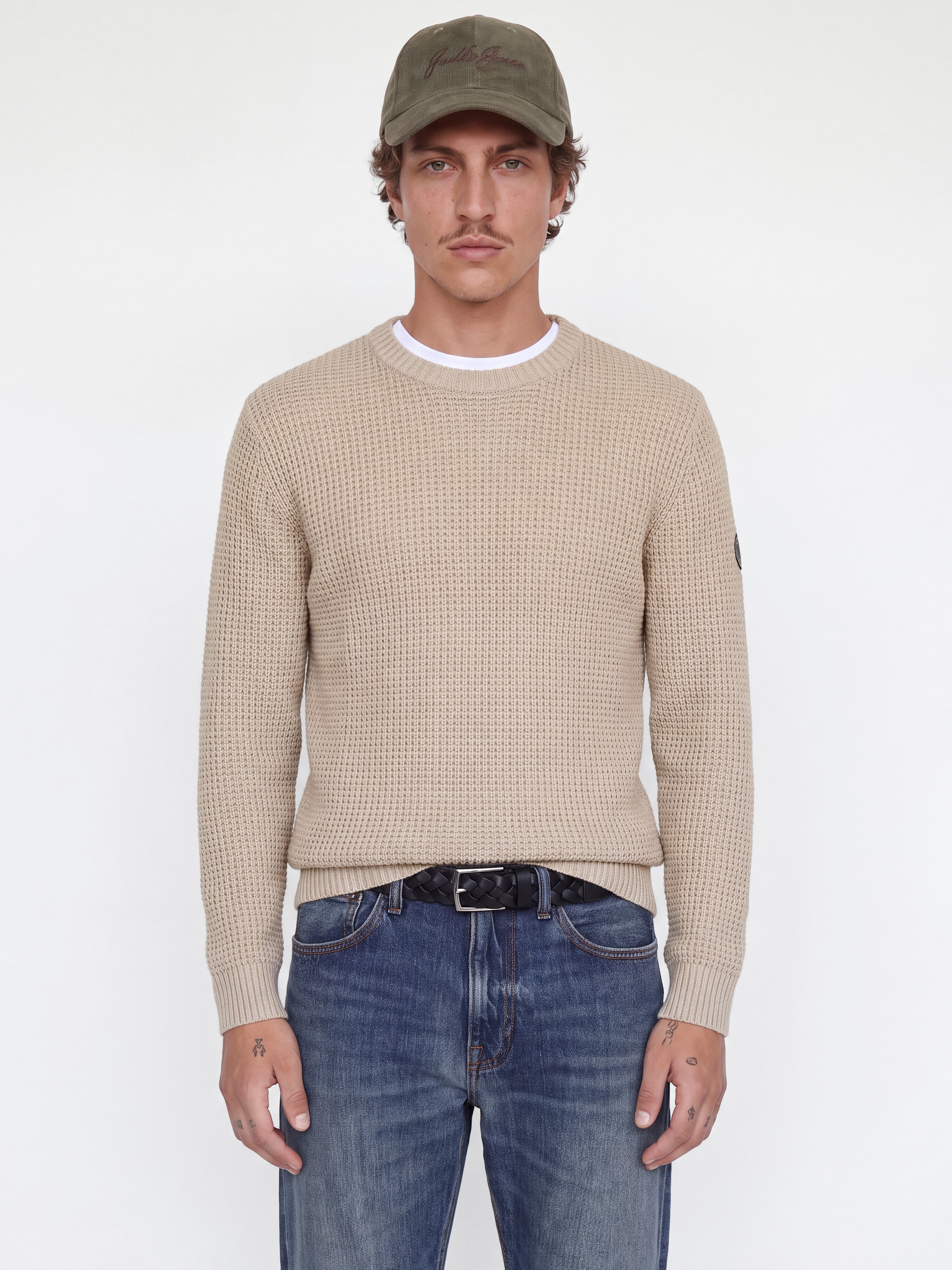 Jack & Jones Pull à col rond »JJLUKE KNIT CREW NECK AW26« mélange de matériaux, coupe régulière