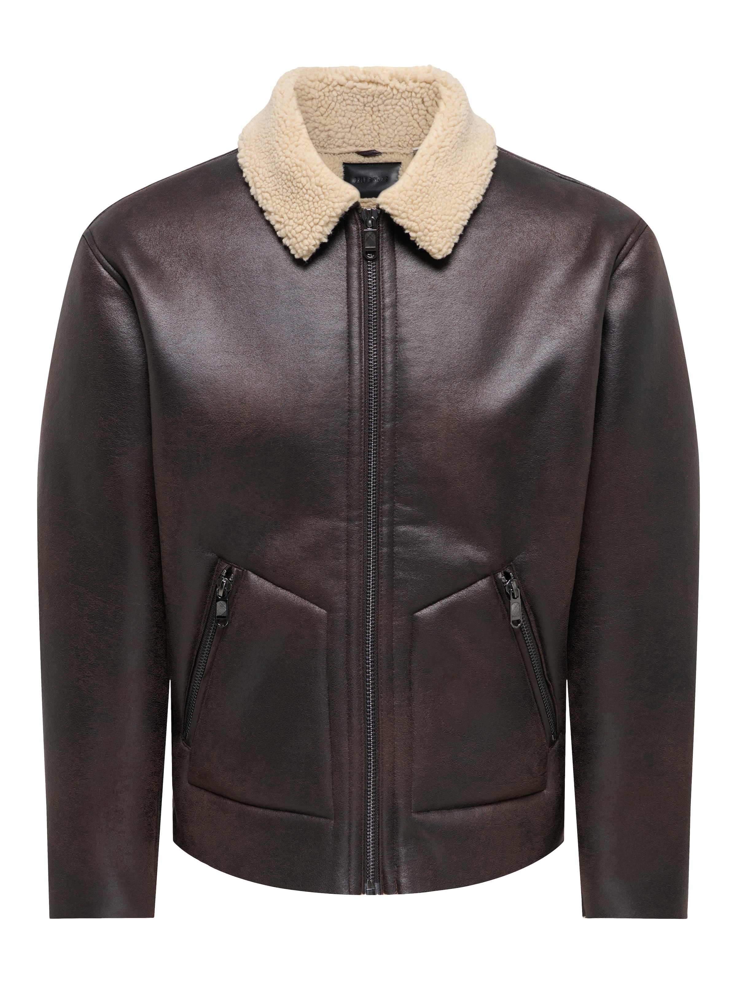 Image of ONLY & SONS Blouson "ONSRIKER PU SHEARLING JACKET OTW VD" Polyester, regular fit