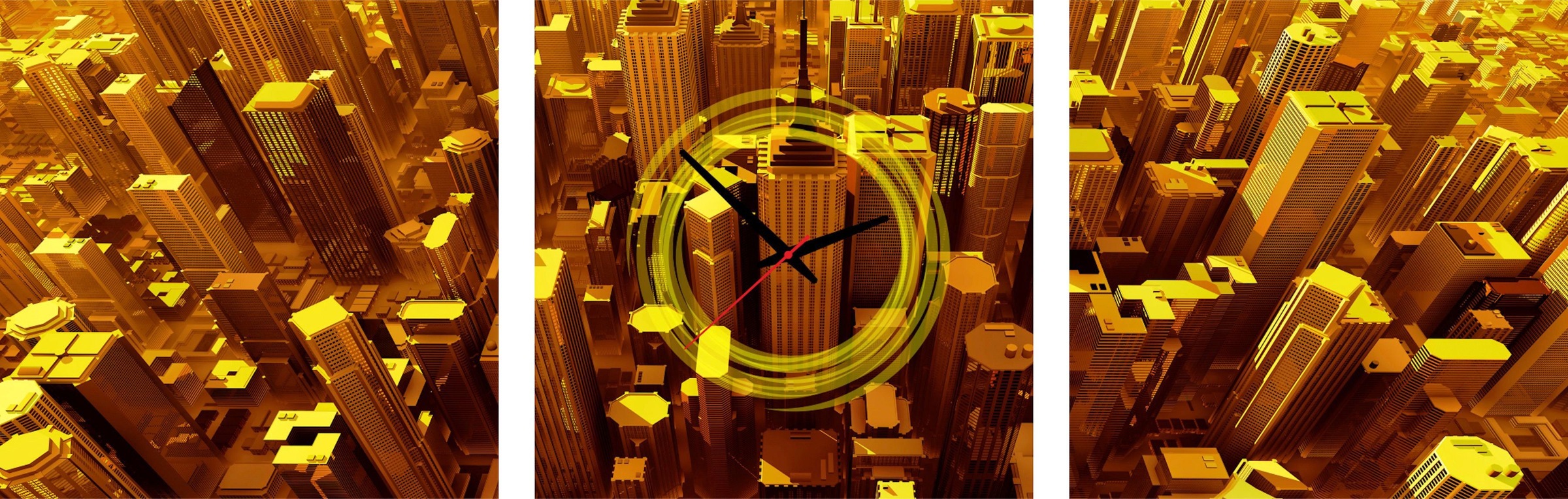 Image of Conni Oberkircher´s Bild »Gold City - Goldene Stadt«, Städte, (Set, (Set 3), mit dekorativer Uhr, Metropole, Hochhäuser bei Ackermann Versand Schweiz