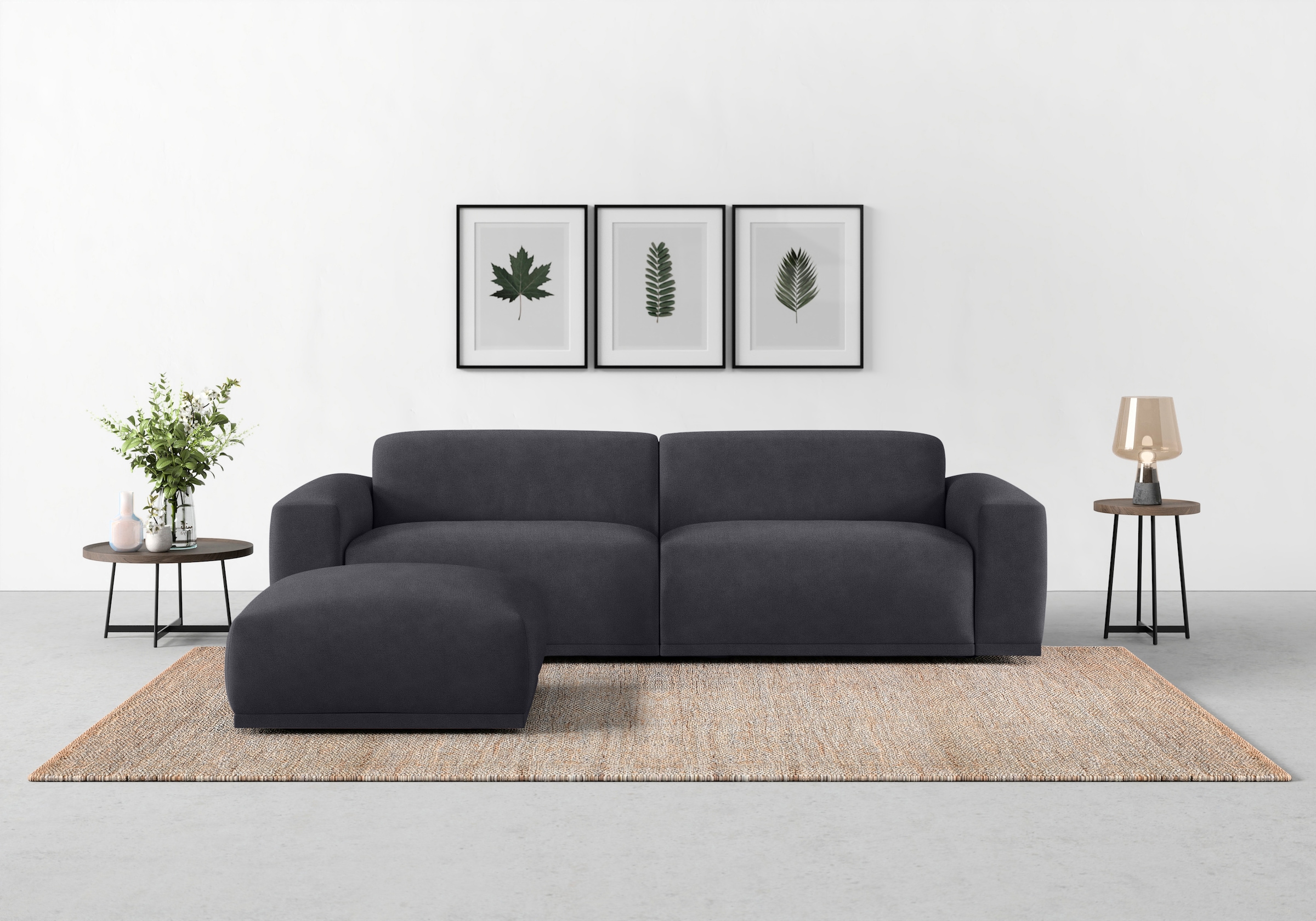 TRENDMANUFAKTUR Big-Sofa »Braga Japandi-Design, mit hochwertigem Kaltschaum, Megasofa, in Cord« modernes Big-Sofa, Couch mit hohem Sitzkomfort, 254/72/107 cm (B/H/T)