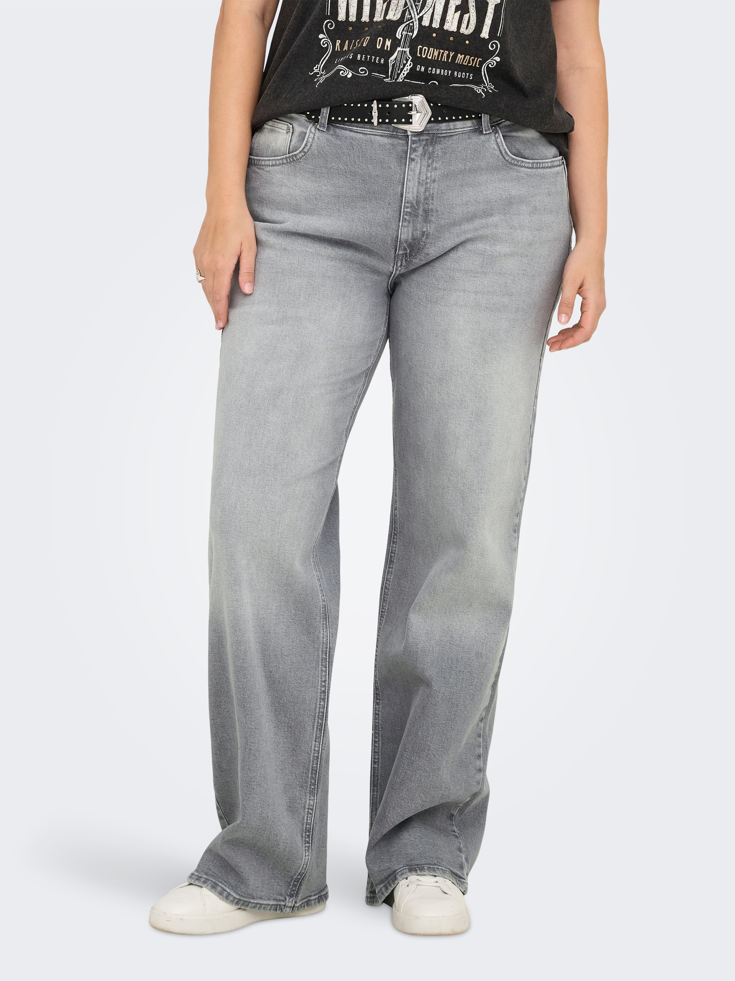 Image of ONLY CARMAKOMA Weite Jeans "CARJUICY HW WIDE LEG REA707 DNM" Baumwollmischung, High Waist