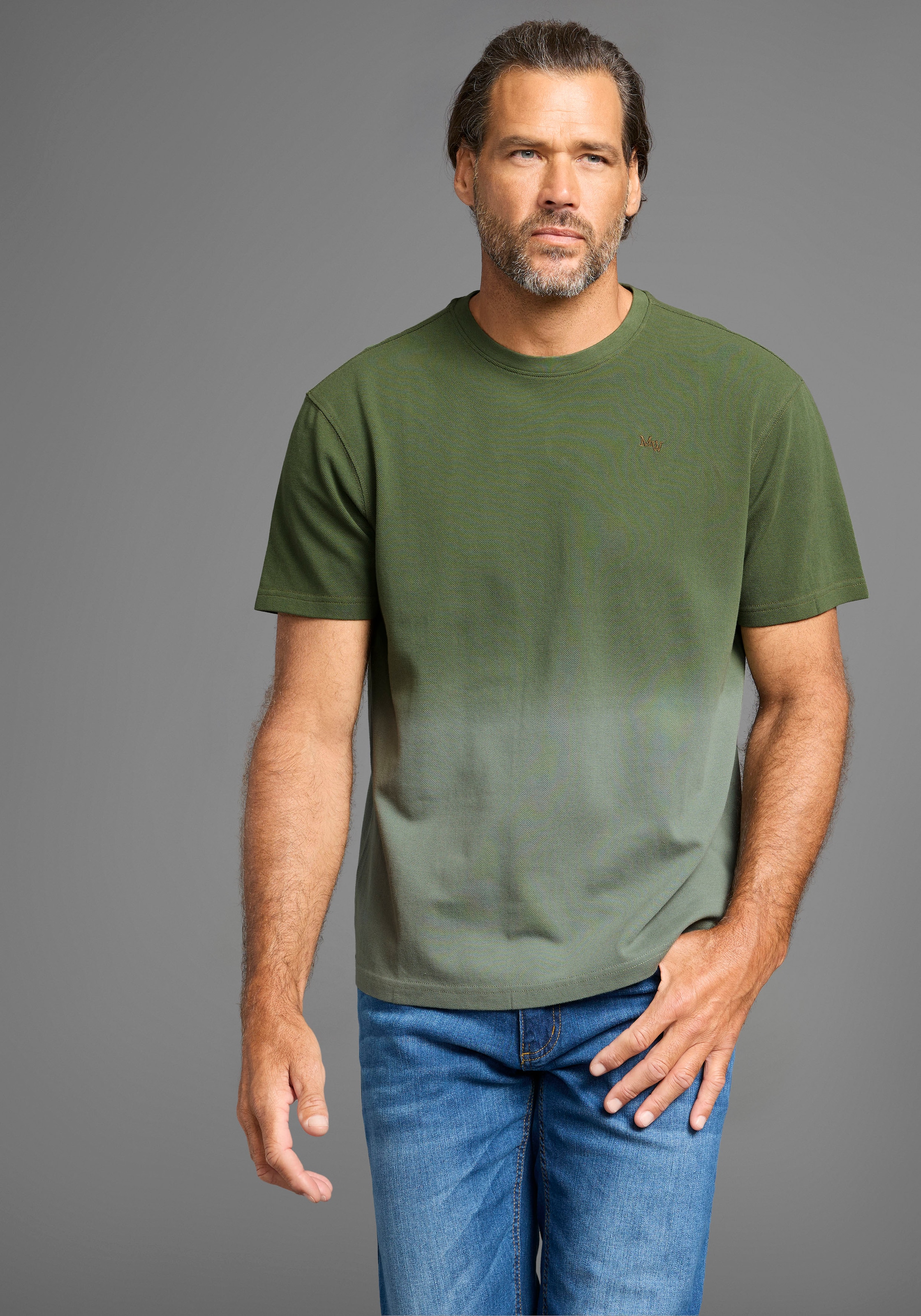 Image of Mans World T-Shirt Kurzarm, Regular Fit, unifarben, Rundhalsausschnitt