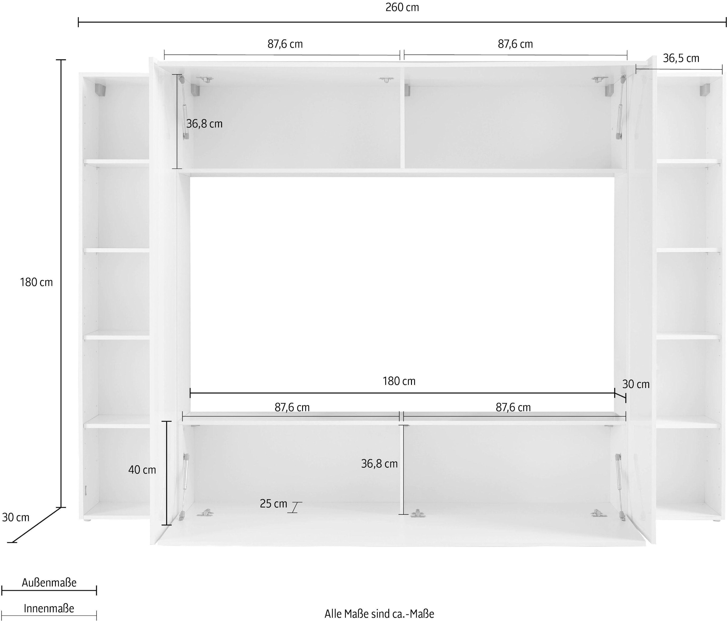 INOSIGN Wohnwand »Maruska«, (Set, 4 St.), Front/ Korpus weiss Hochglanz