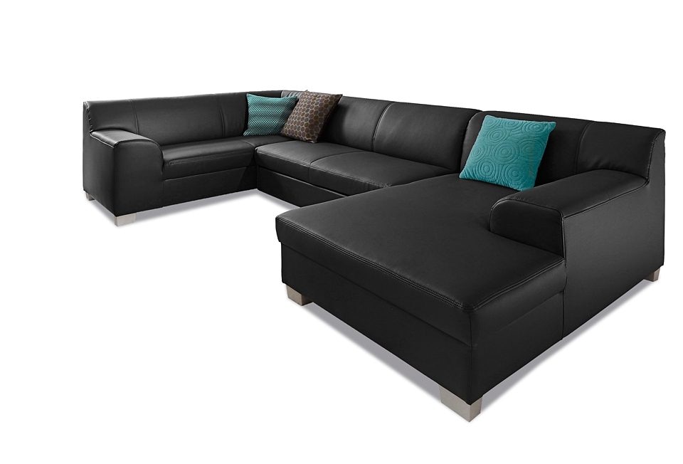 DOMO collection Wohnlandschaft »Amando in vielen Bezugsvarianten, auch in Leder, komfortabel, U-Form«, wahlweise mit Bettfunktion, fester Sitzkomfort, frei im Raum stellbar